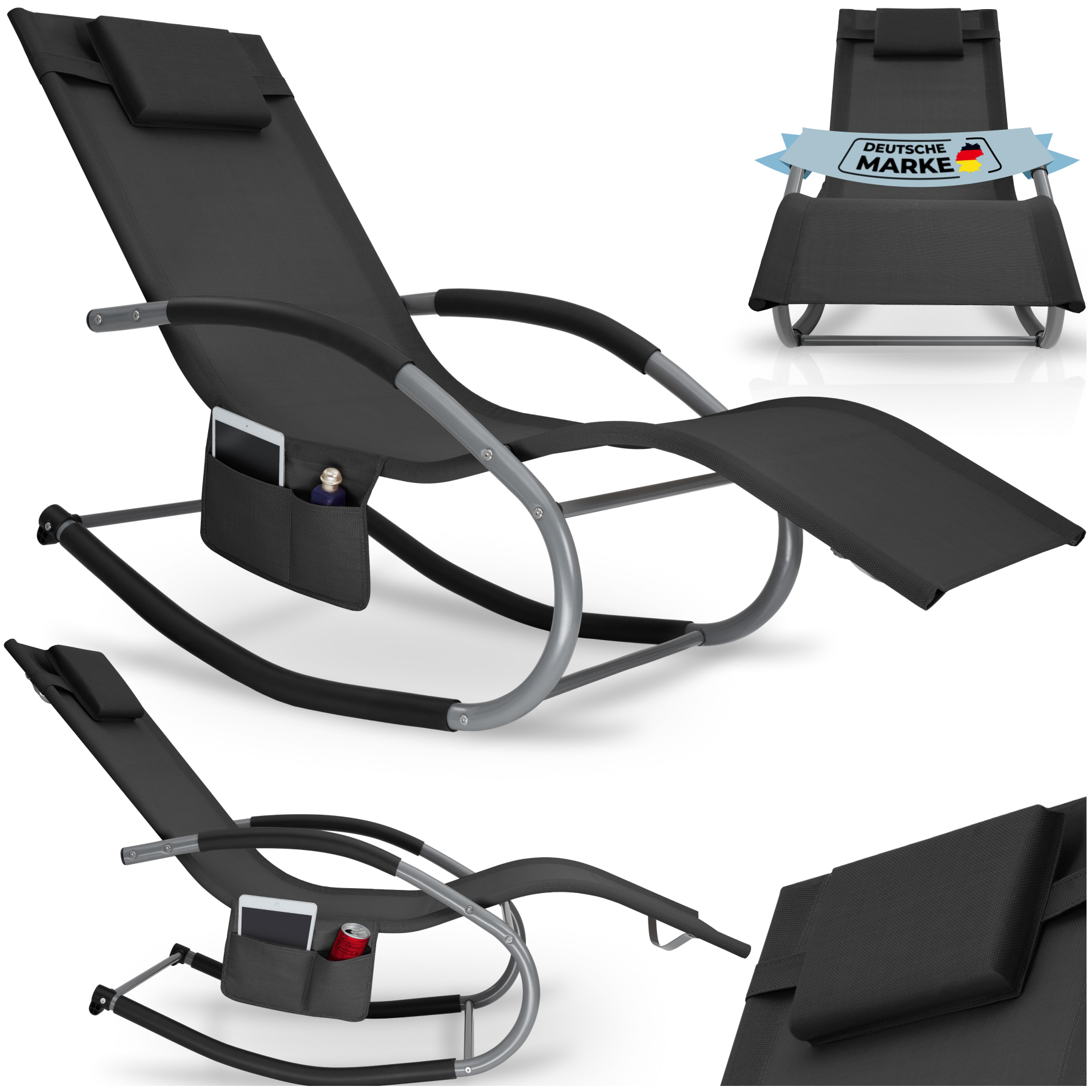 Gartenliege Taya, ergonomisch, Schwingfunktion - schwarz, pro Stück
