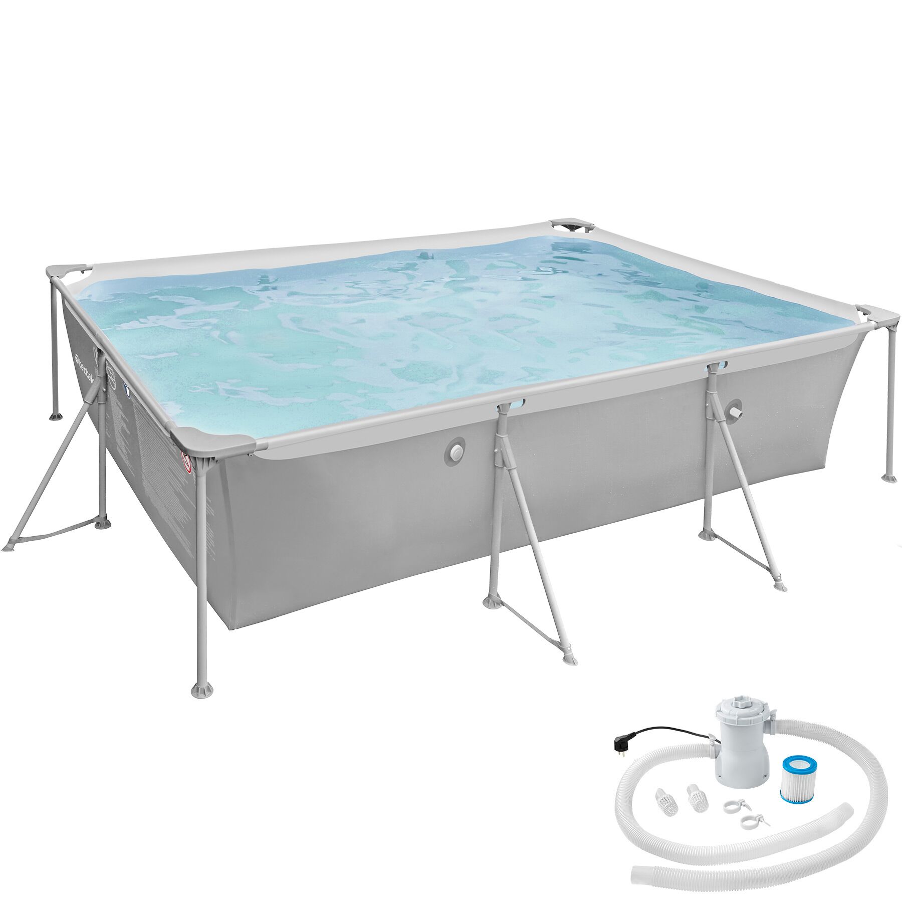 Zwembad rechthoekig met filterpomp 300 x 207 x 70 cm - grijs