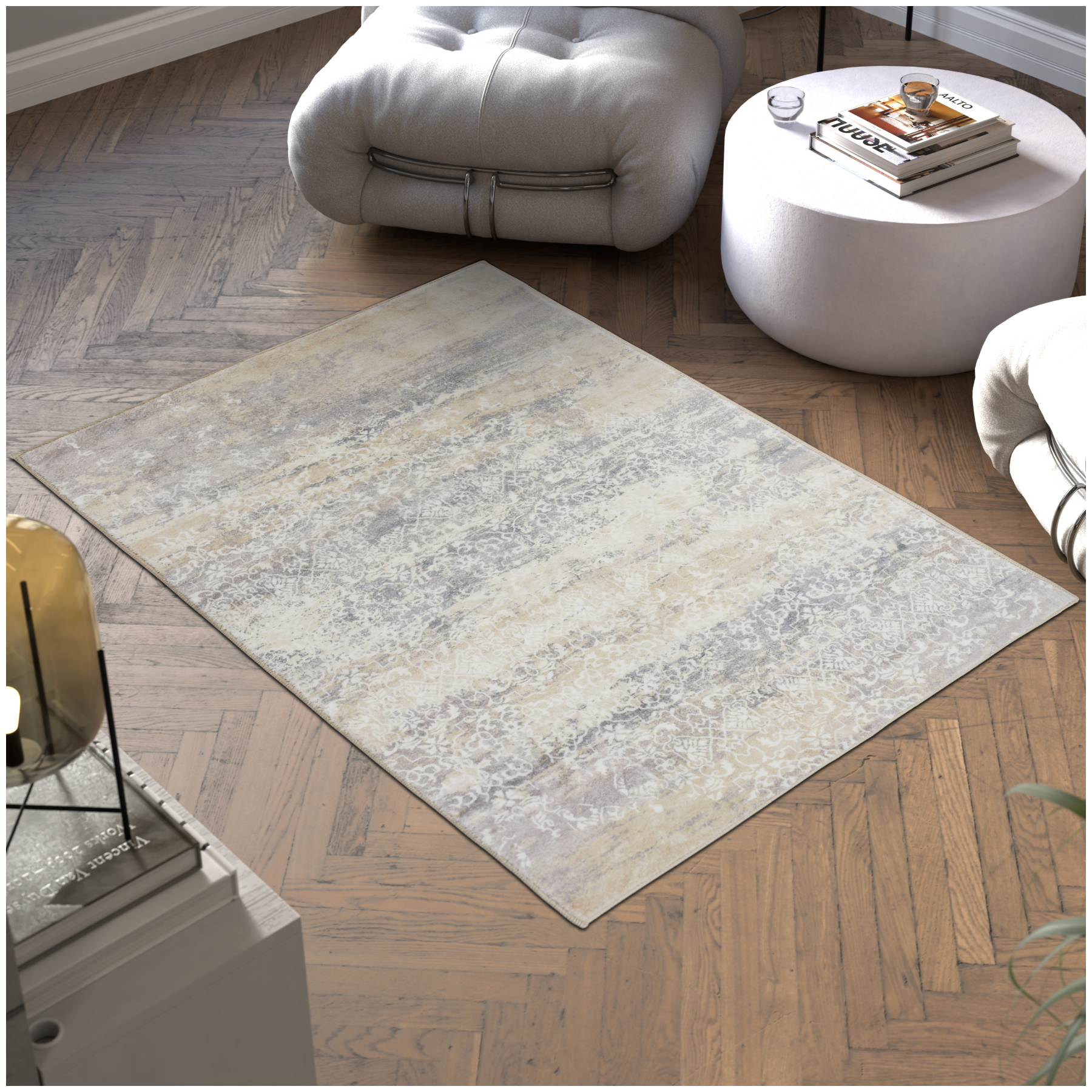 Vintage Designer Teppich Dalia, Kurzflor - 120 x 170 cm