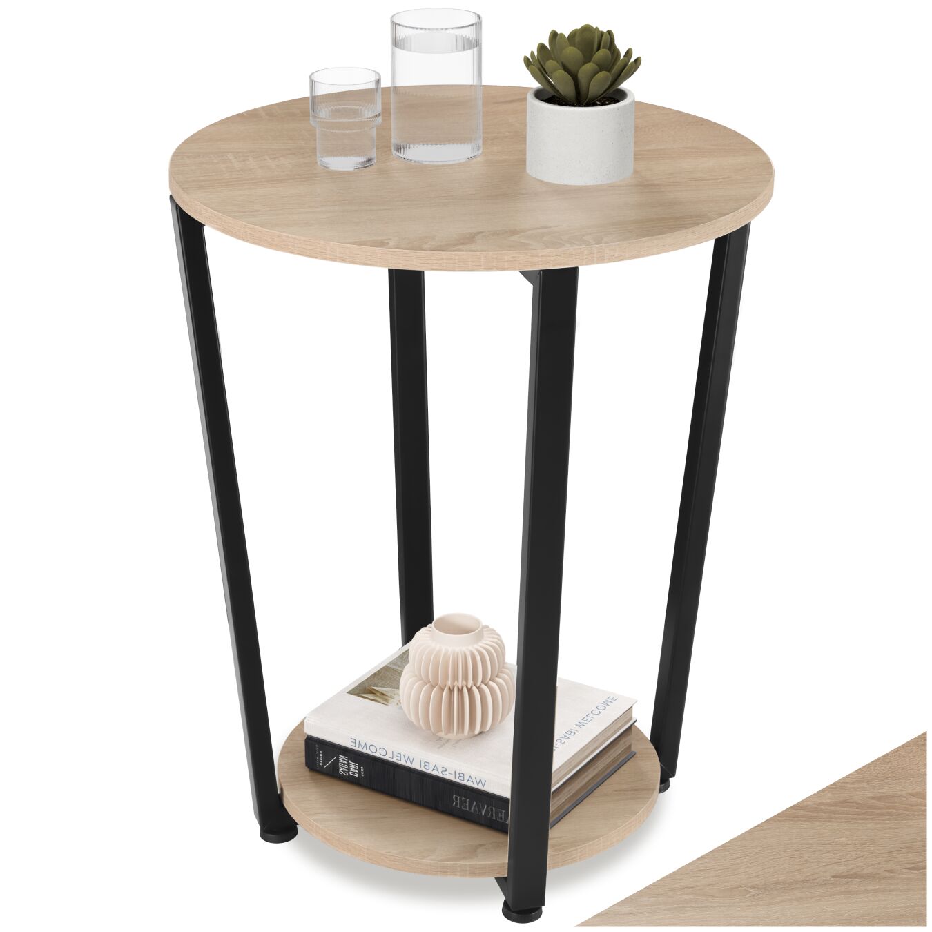 Bijzettafel Swindon 50x62,5cm - Industrieel licht hout, eiken Sonoma