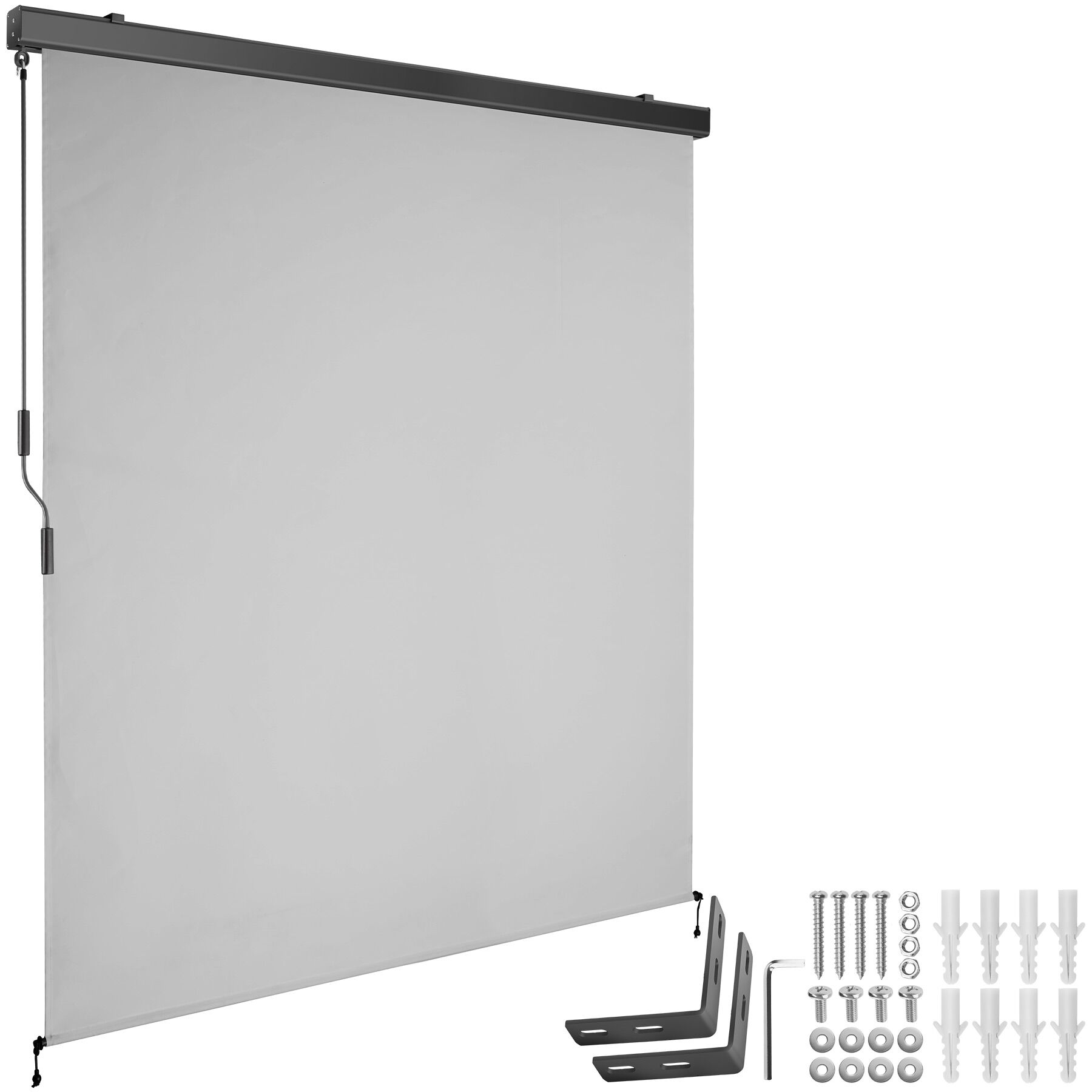 Vertikalmarkis Eloise med 2 väggfästen - 160 x 250 cm, ljusgrå | tectake