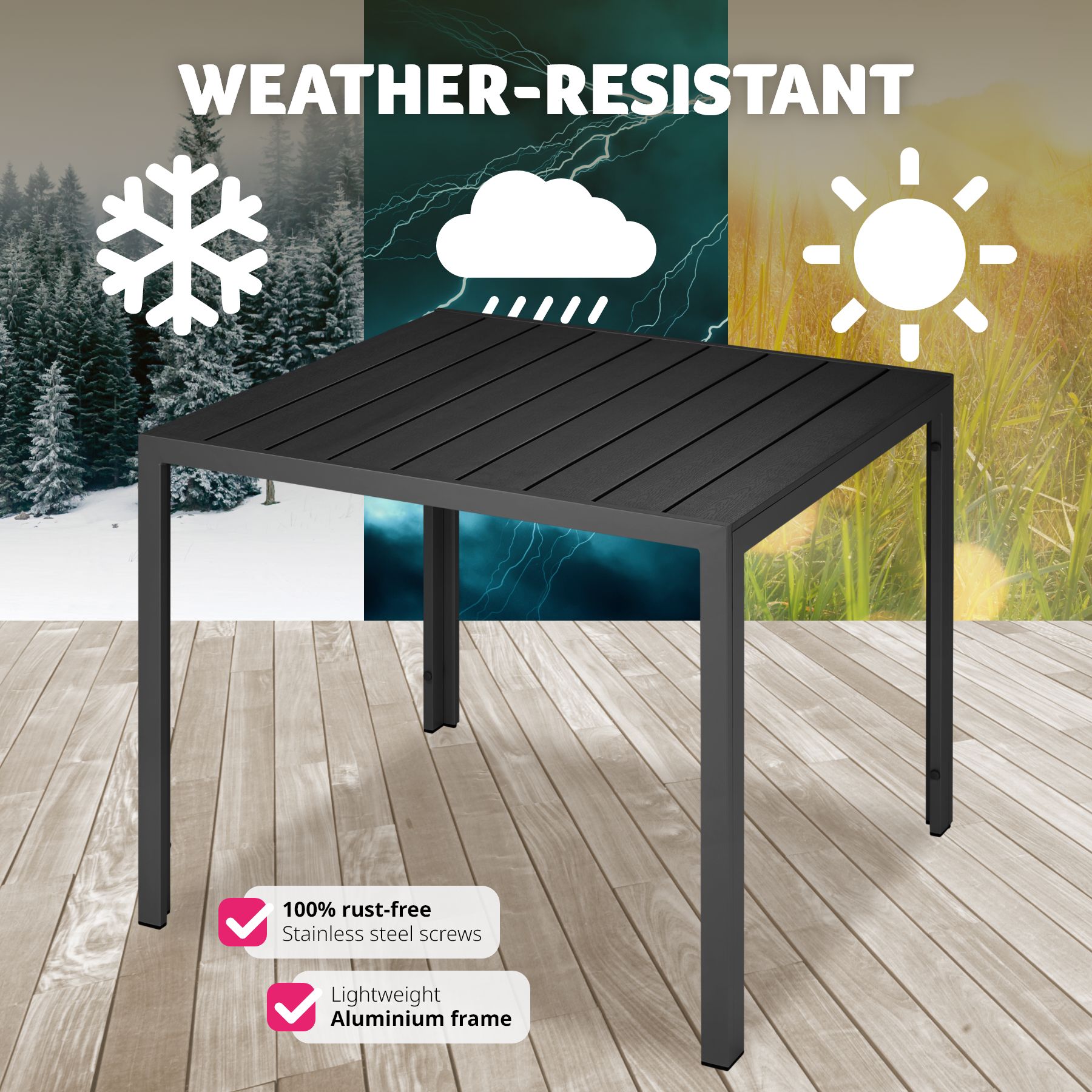 Garden Furniture Table Outdoor Patio Dining Coffee Balcony Square Aluminium - Picture 8 of 25