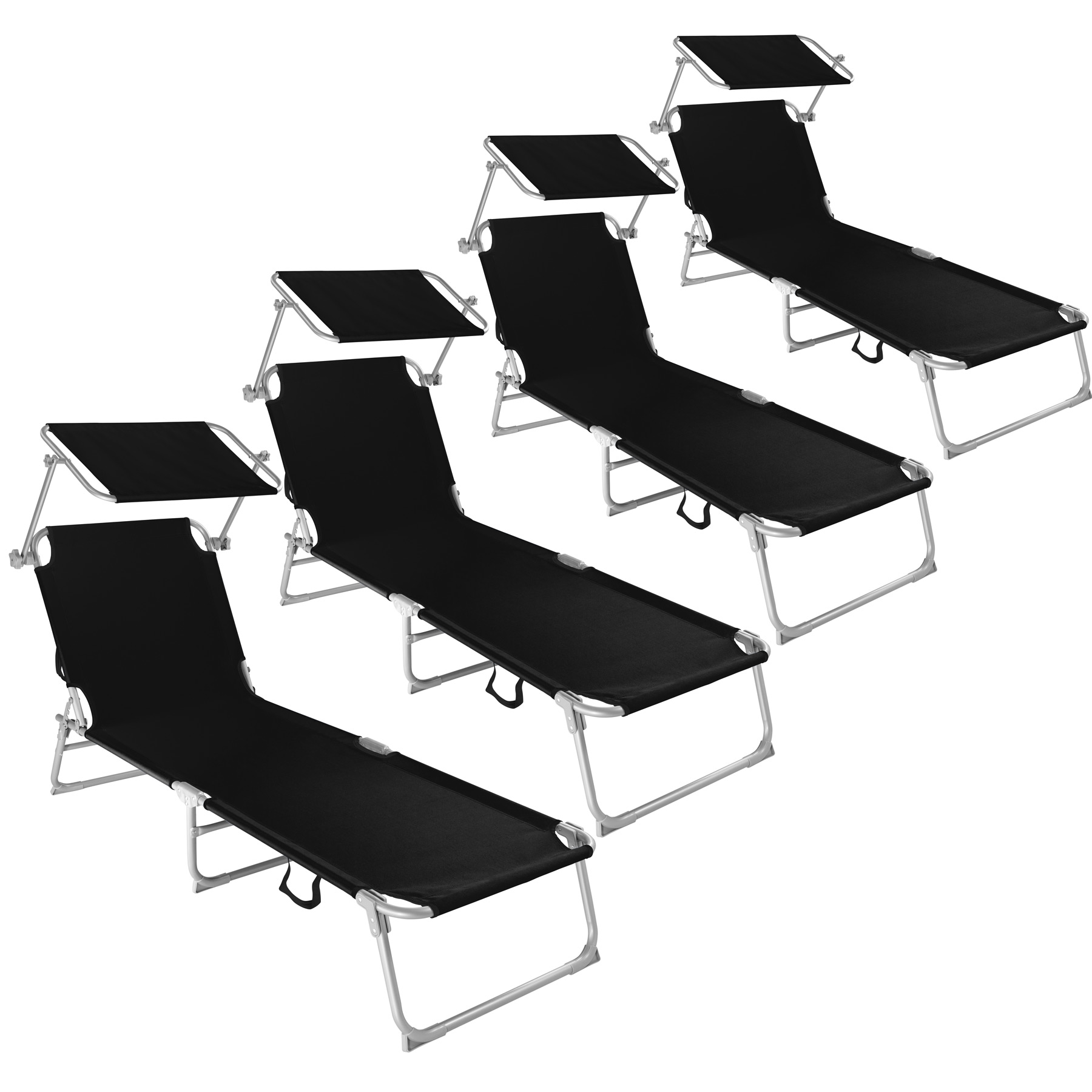 4 espreguiçadeiras com 4 posições - preto