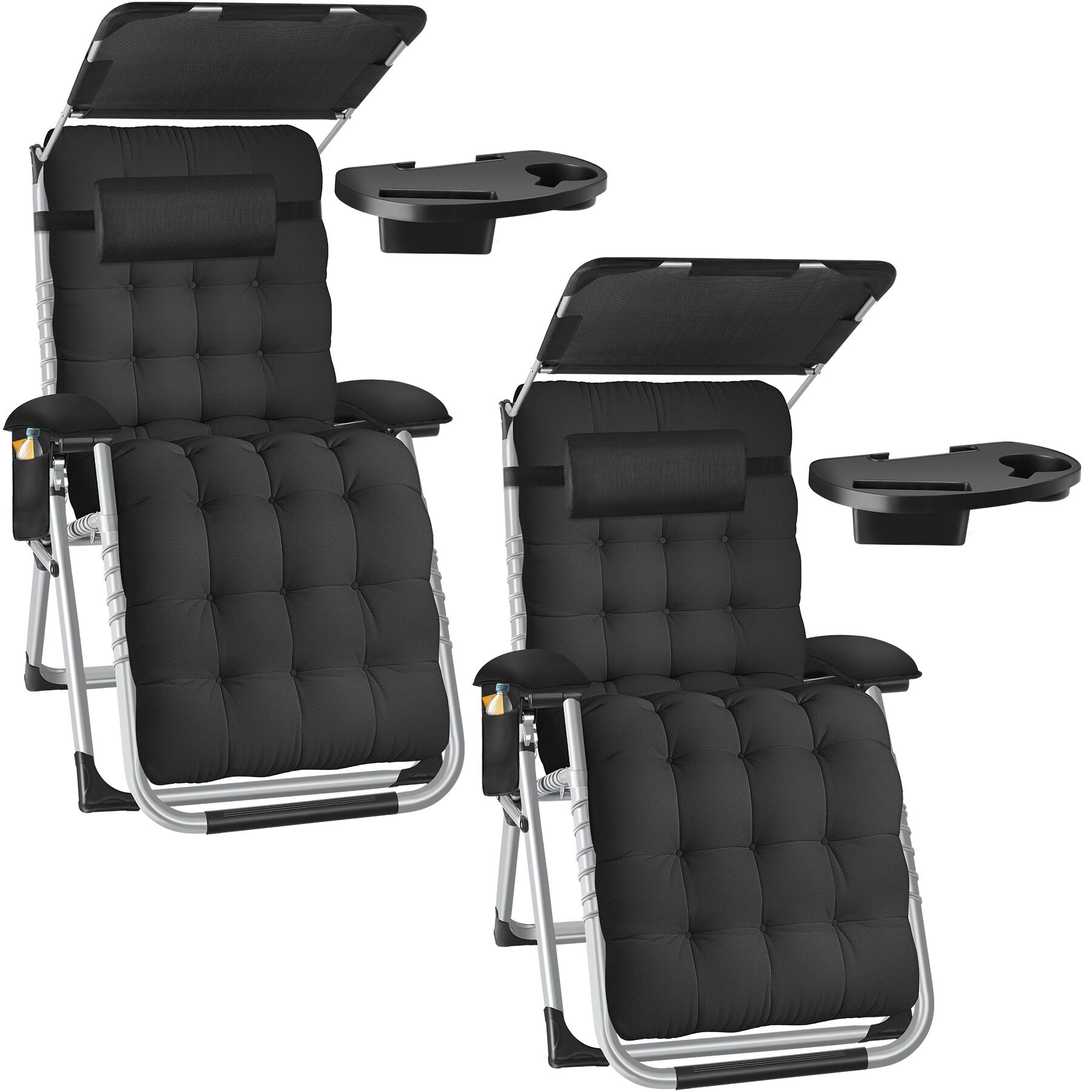 Tectake Gmbh Nero Lettino Prendisole Cloud Ii Con Tettuccio Parasole, Pieghevole