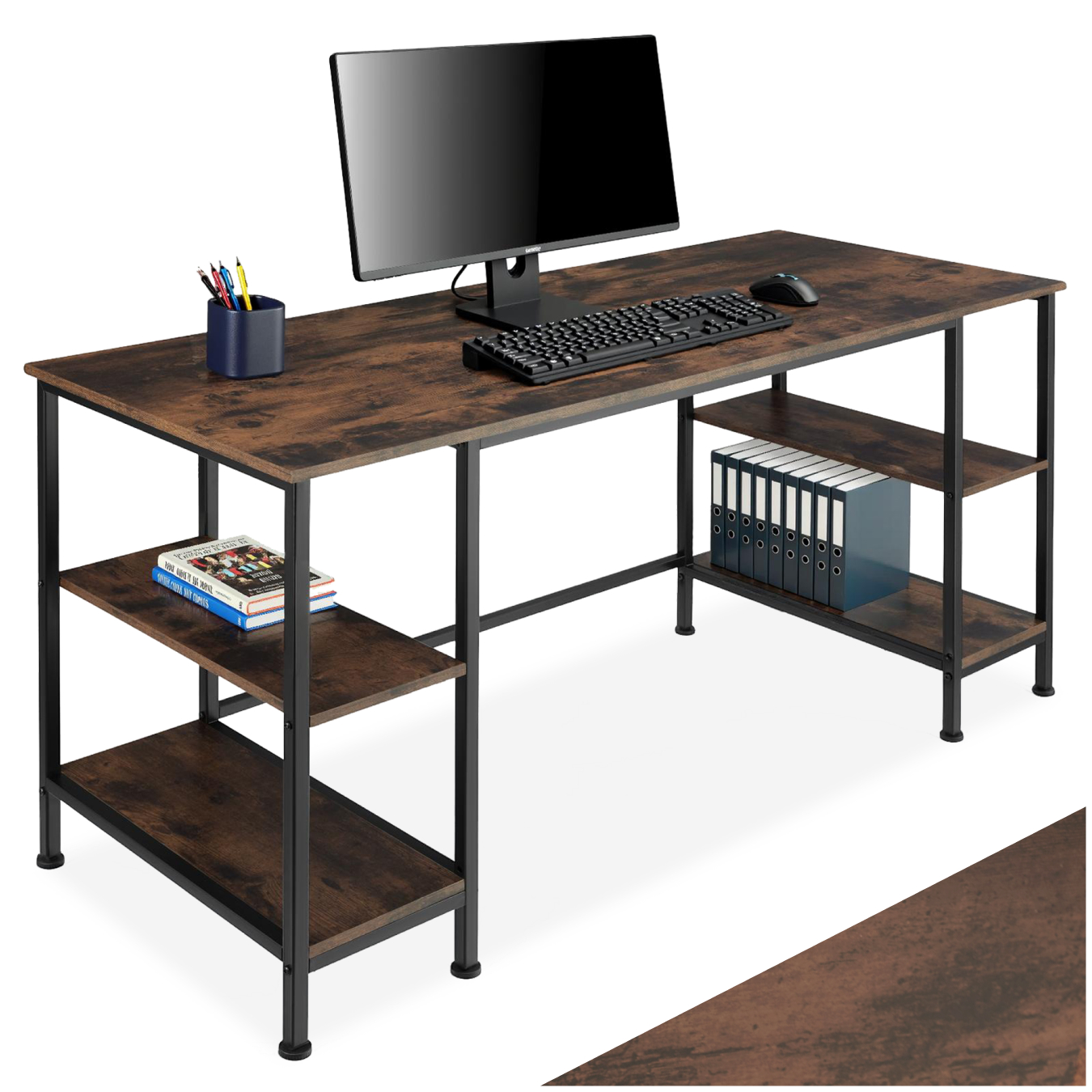 Schreibtisch 4 Regalebenen Bürotisch Arbeitstisch Computertisch Industrie-Design
