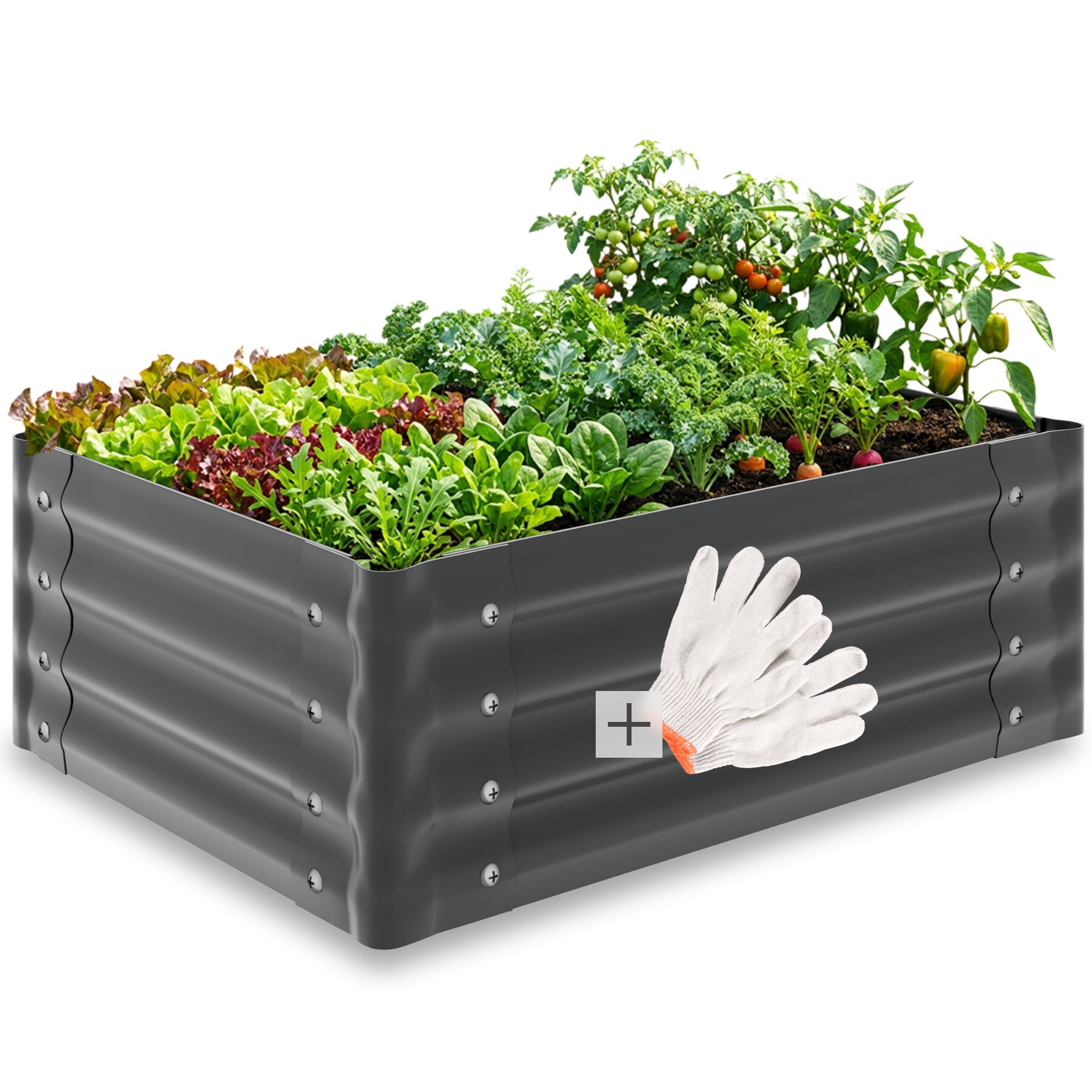 Aiuola rialzata Salvia zincata, diverse dimensioni - grigio | tectake