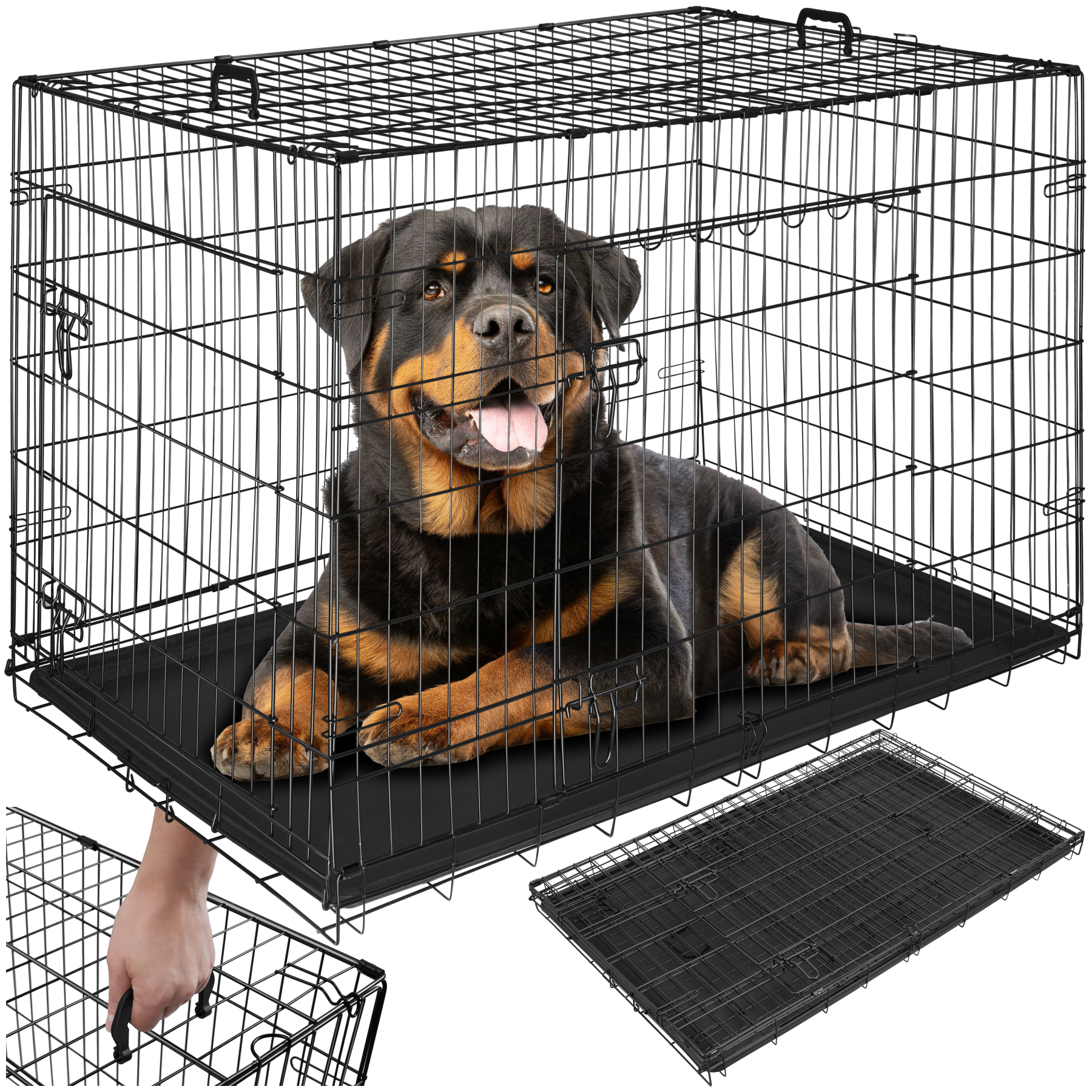 Jaula para perros Luna, plegable con 2 puertas - 121,5 x 75,5 x 80,5 cm | tectake