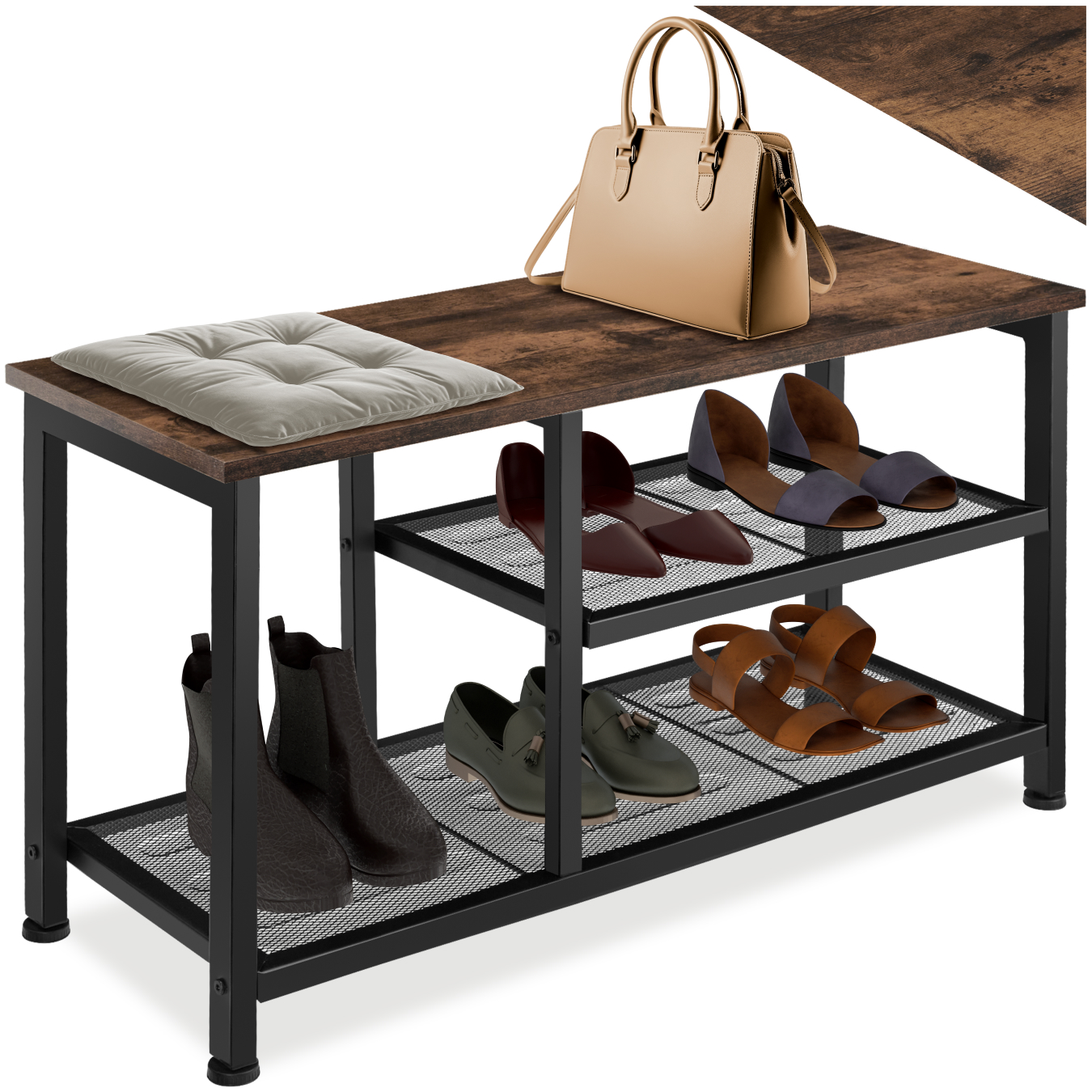 Schuhregal Taunton 80x30x45,5cm - Industrial Holz dunkel, rustikal von tectake