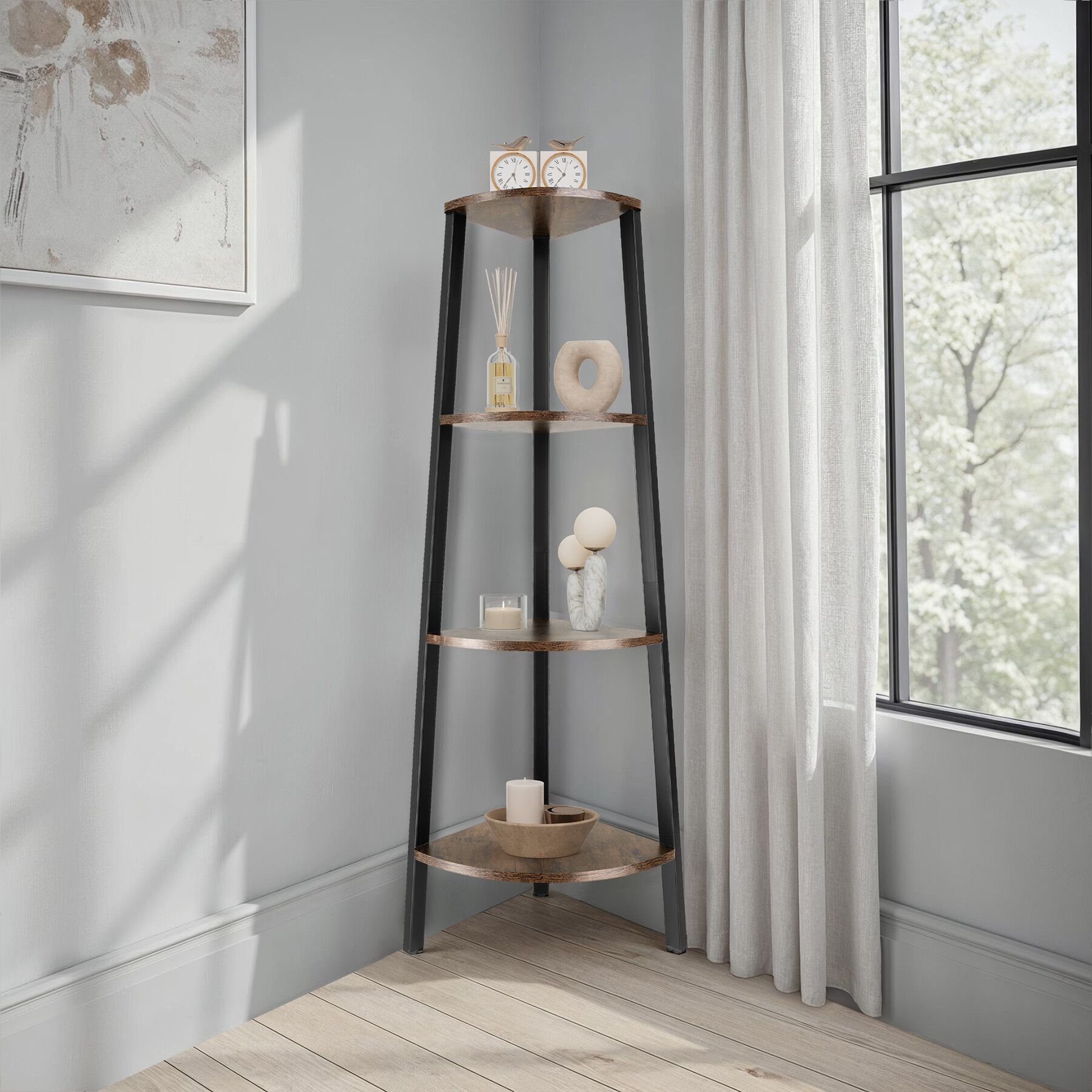 Scaffali ad angolo Newbridge 4 ripiani Stile ndustriale Antiribaltamento - Foto 12 di 25