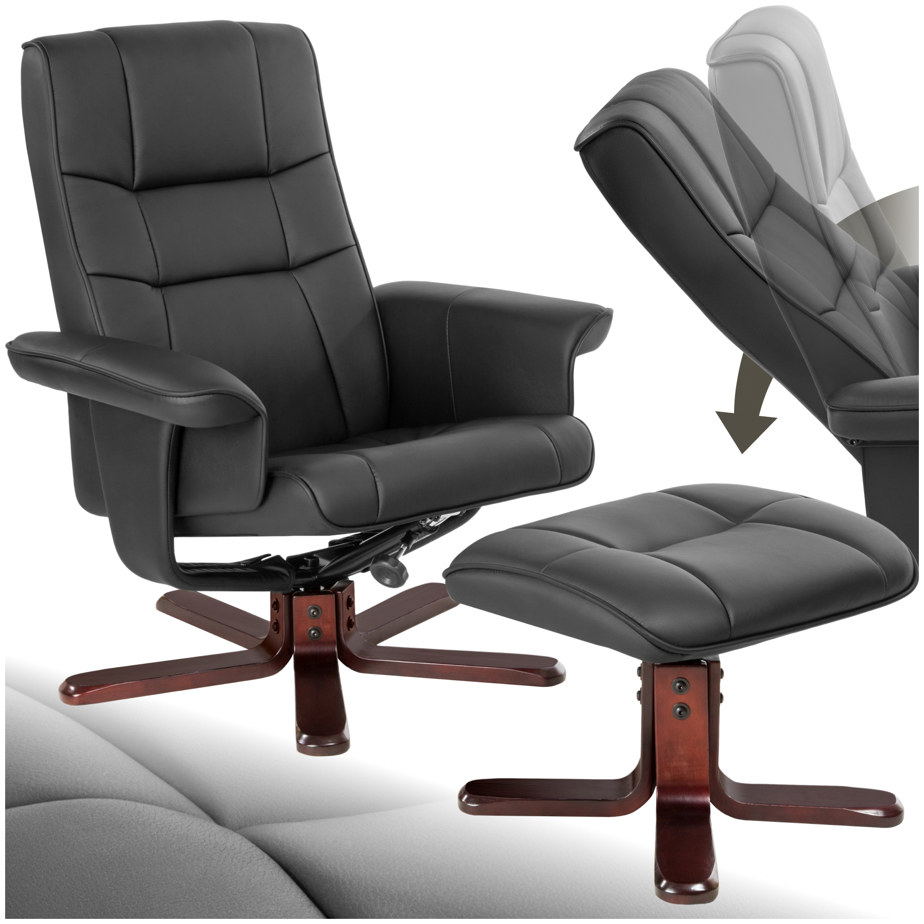 Fauteuil relax avec pied en croix - noir/marron