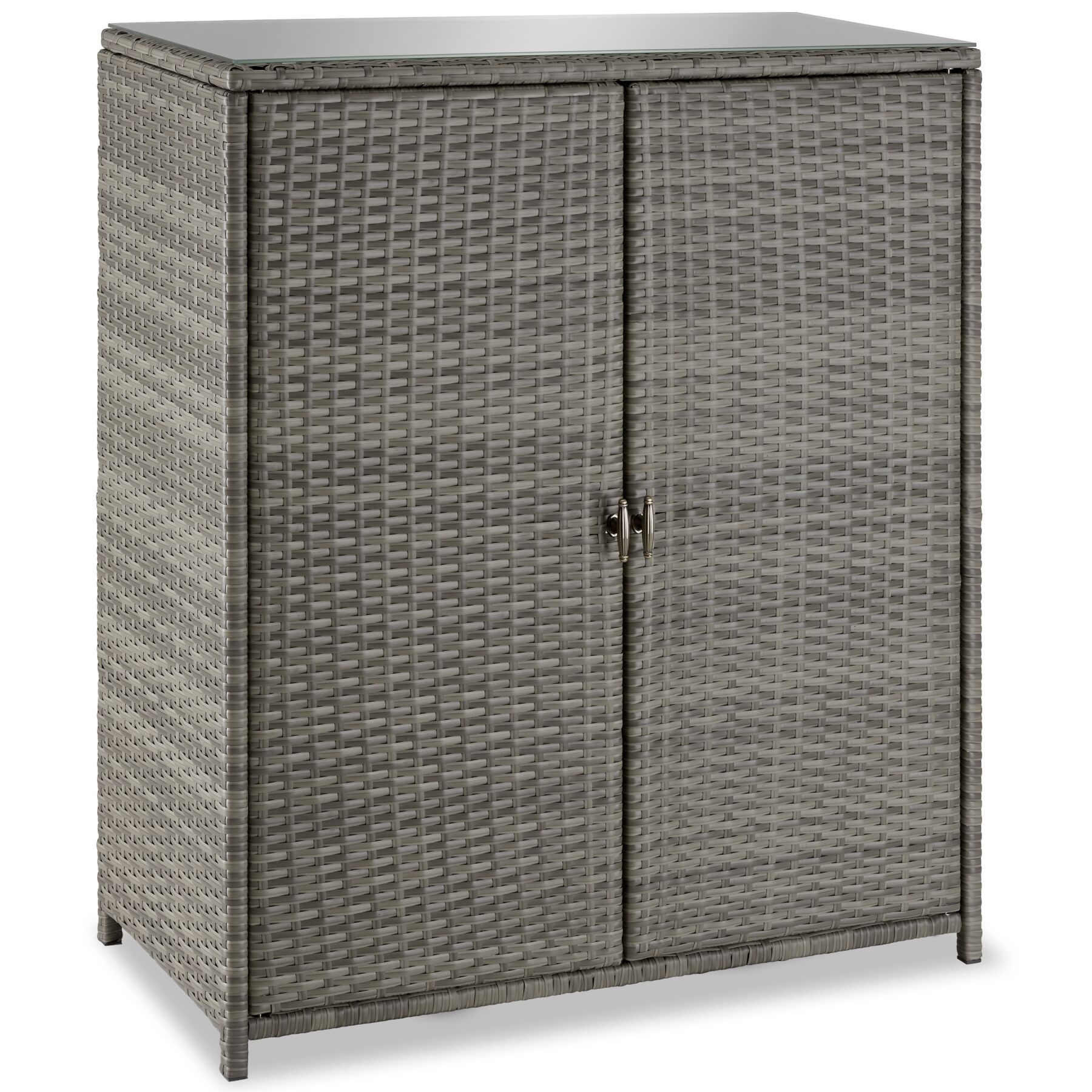Rotan tuinkast Monza, aluminium frame, 4 vakken - grijs | tectake