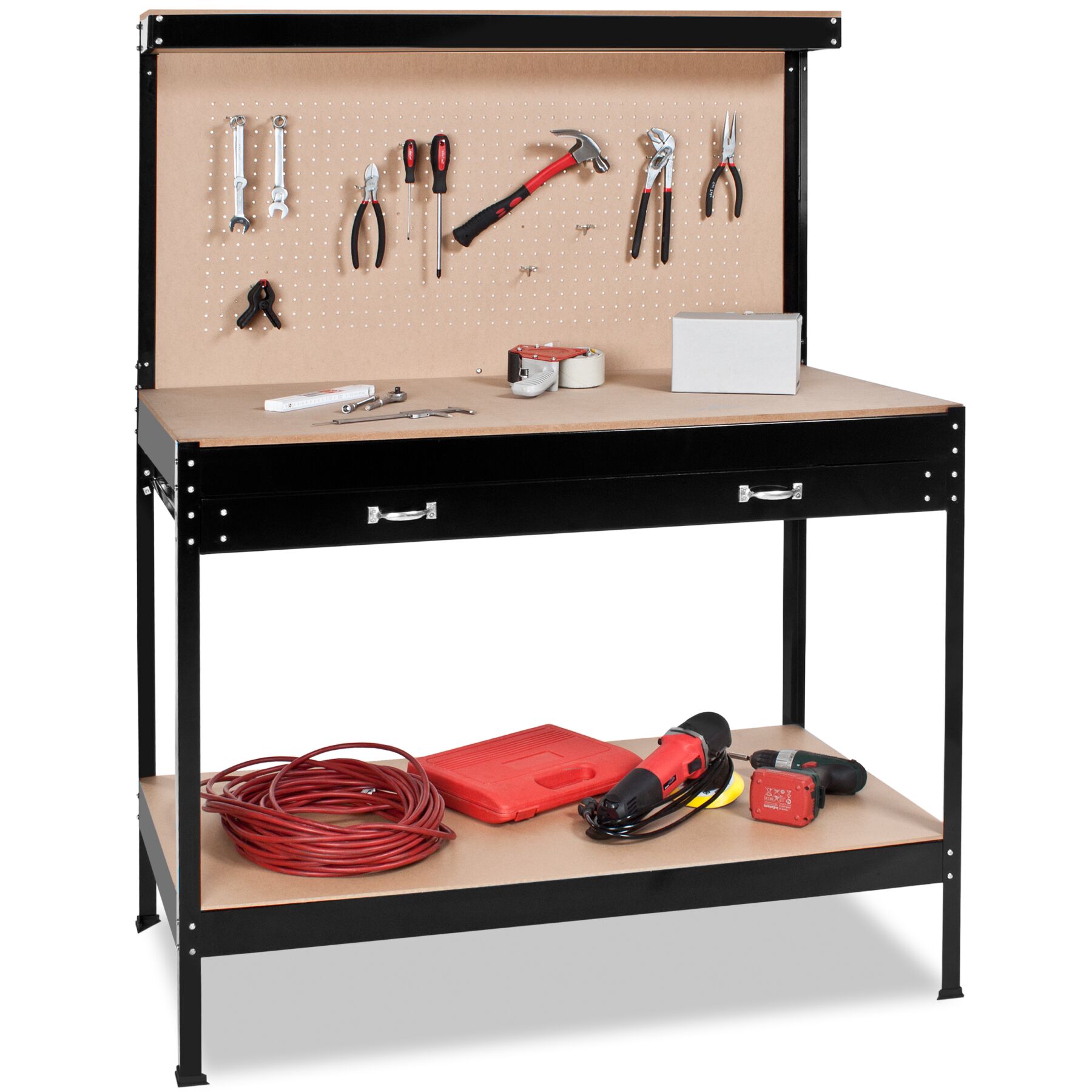 Werkbank mit Lochwand - 120 x 60 x 156 cm