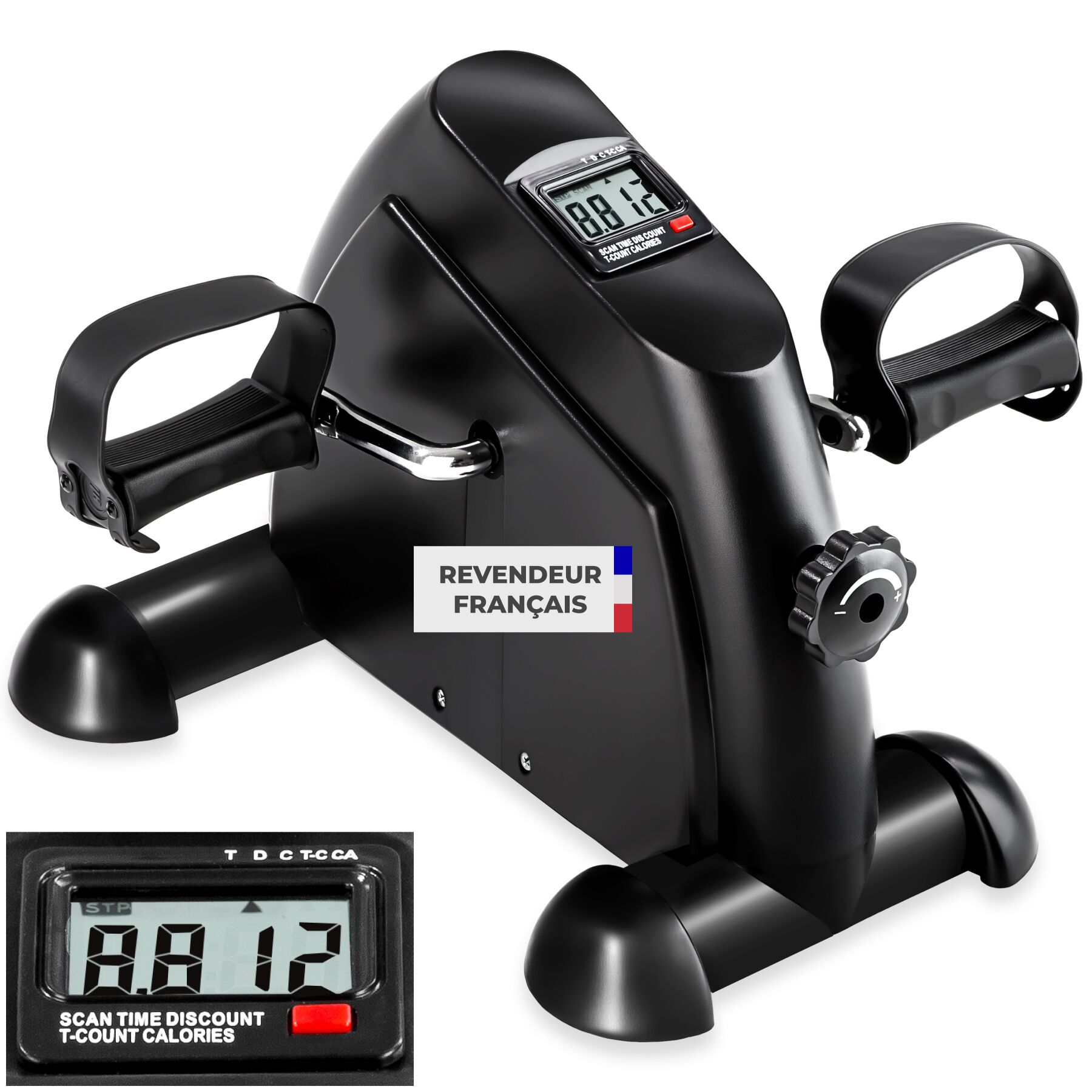 Mini Vélo d'Appartement, Pédalier avec Ordinateur en Acier - noir | tectake