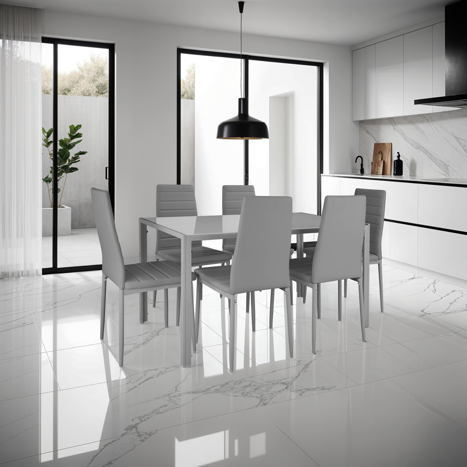 Dining Chair Set Kitchen Living Room Furniture Faux Leather Chairs Thick Padding - Picture 36 of 61