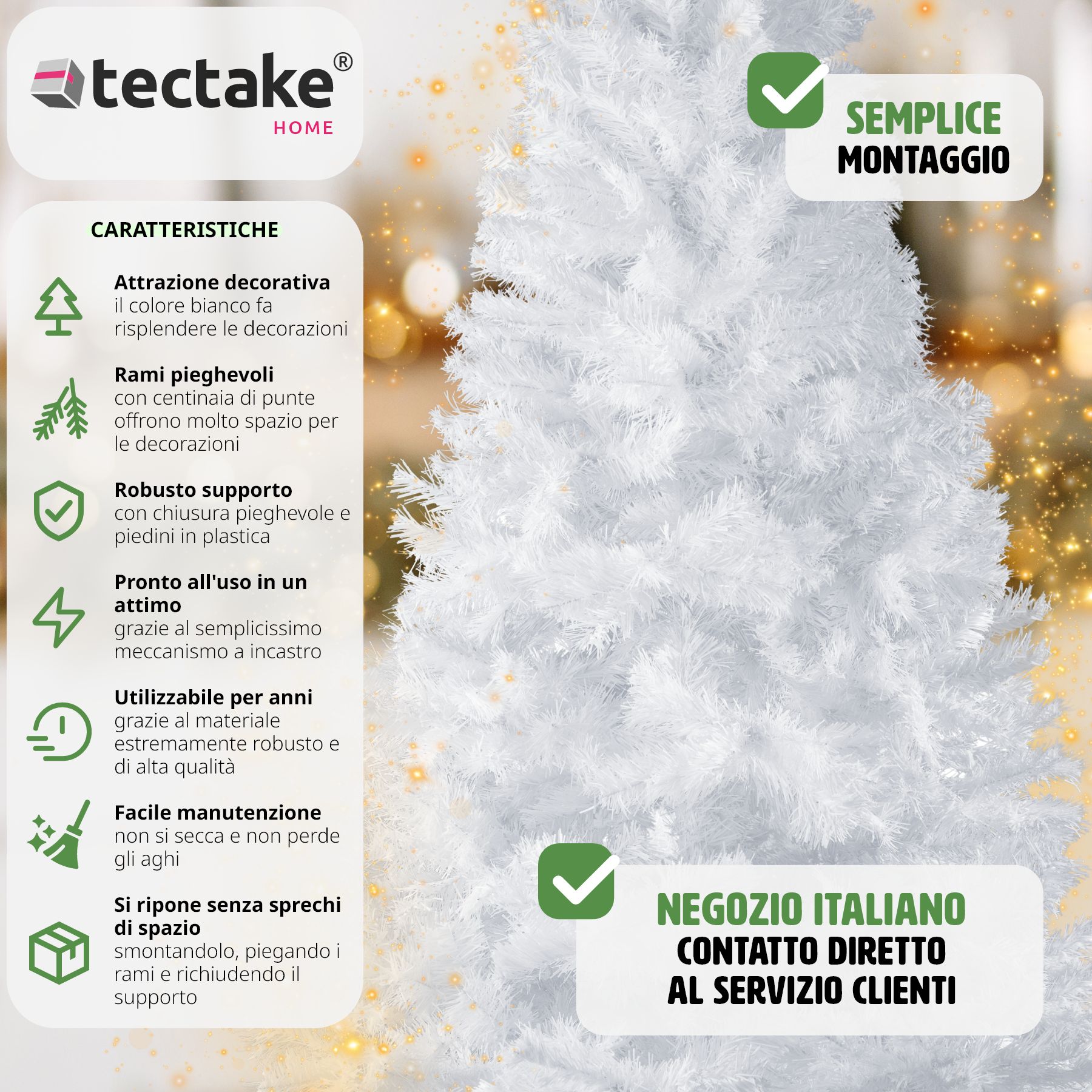 Albero di Natale Artificiale con Supporto Natalizia 310 Punte 150 cm Verde nuovo - Foto 15 di 25