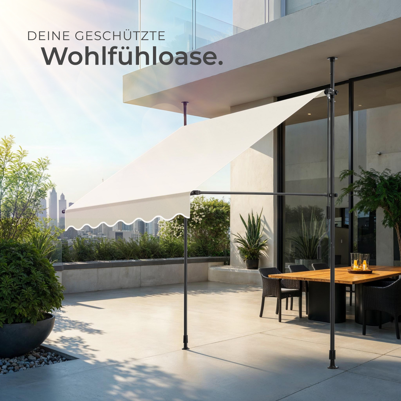 Klemmmarkise Markise Sichtschutz Regenschutz Sonnenschutz für Balkon ,Terrasse