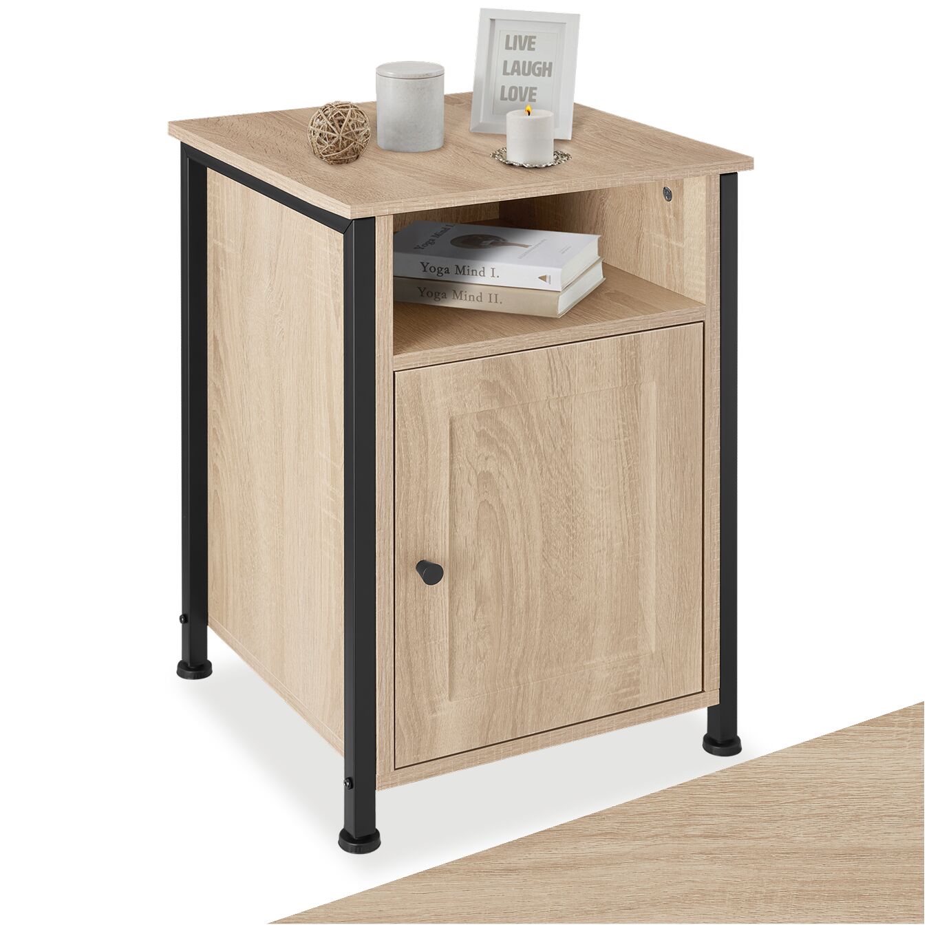 Nachtkastje Blackburn 40x42x60,5cm - Industrieel licht hout, eiken Sonoma | tectake