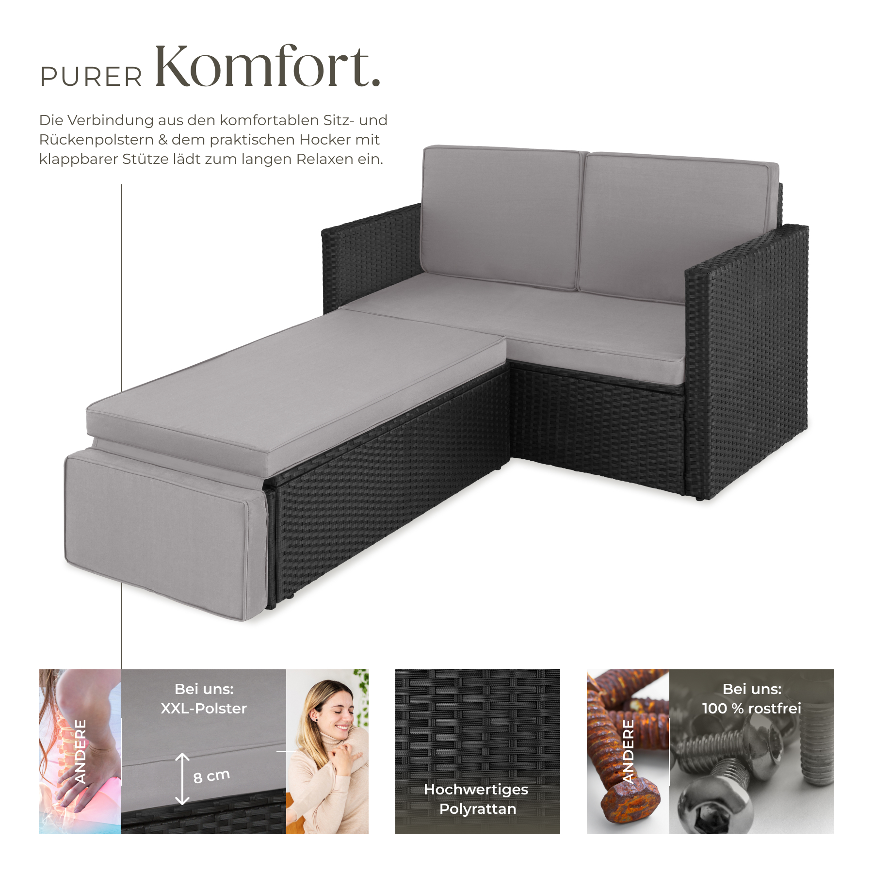 Polyrattan Gartenmöbel Lounge Set Sitzgruppe Gartenset Couch Rattan Sitzgarnitur
