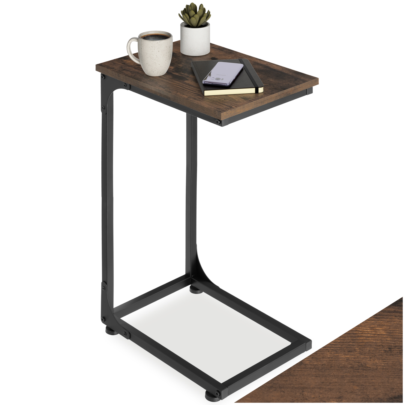 Bijzettafel Erie 40x30x63cm - Industrieel hout donker, rustiek