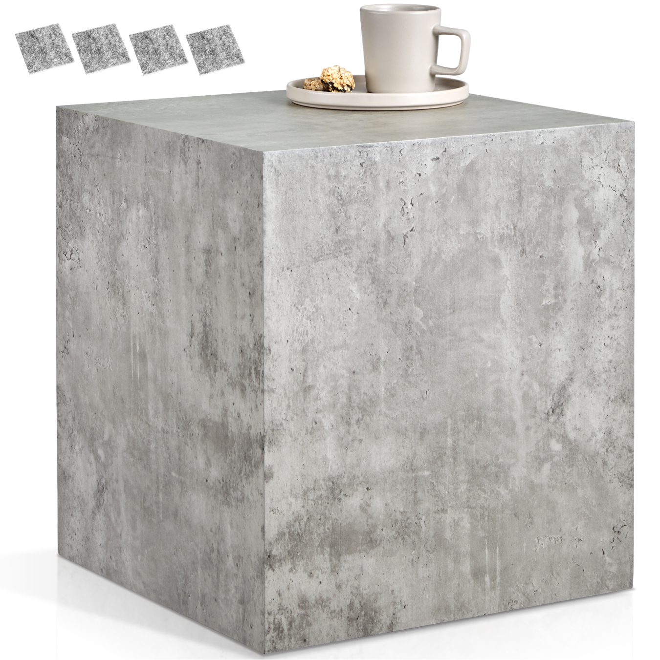 Couchtisch Lasley, Belastbarkeit 45 kg - Beton Optik, 45 x 45 x 50 cm