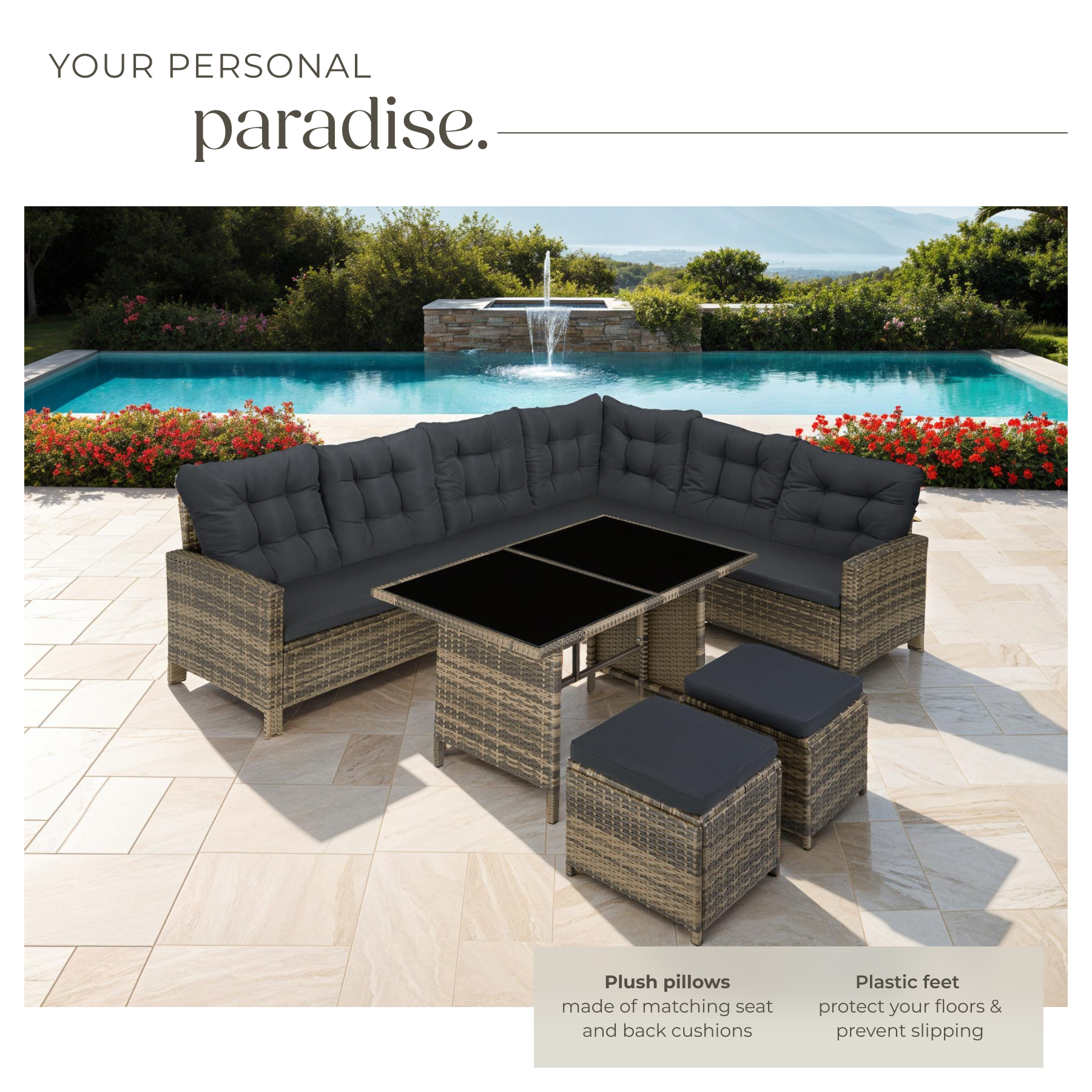 Corner Sofa Garden Furniture Table and Chairs Rattan Set Outdoor Metal Bistro - Picture 41 of 61