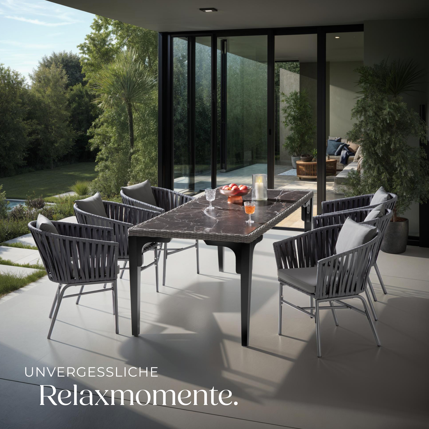Stuhlset im Rope-Design Dicke Polster Gartenstuhl Balkonstuhl Terrassenstuhl - Bild 10 von 37