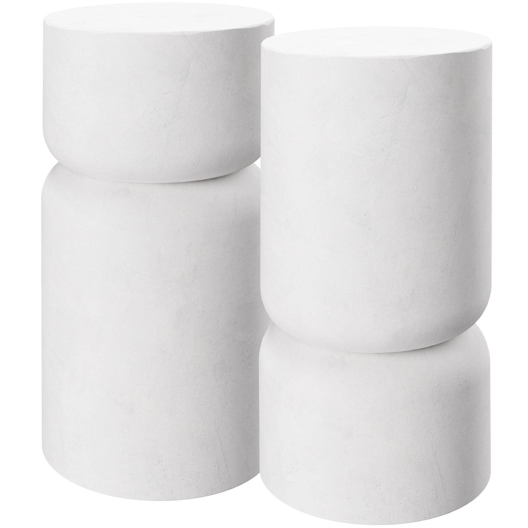 Lot de 2 tables d'appoint Amine, design arrondi 28 x 54,5 cm - blanc