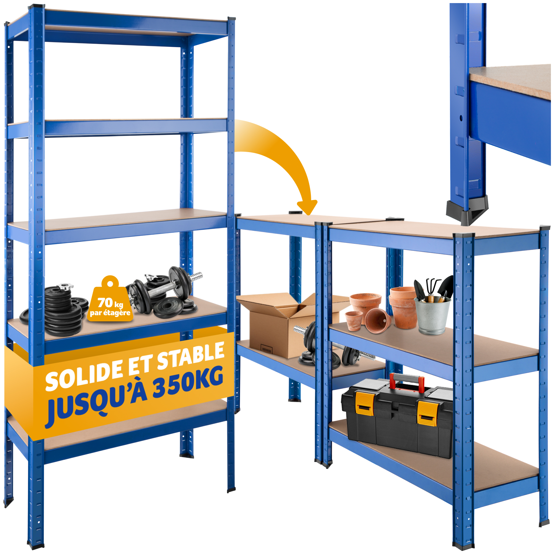 Etagères charges lourdes à 5 niveaux - 350 kg | tectake