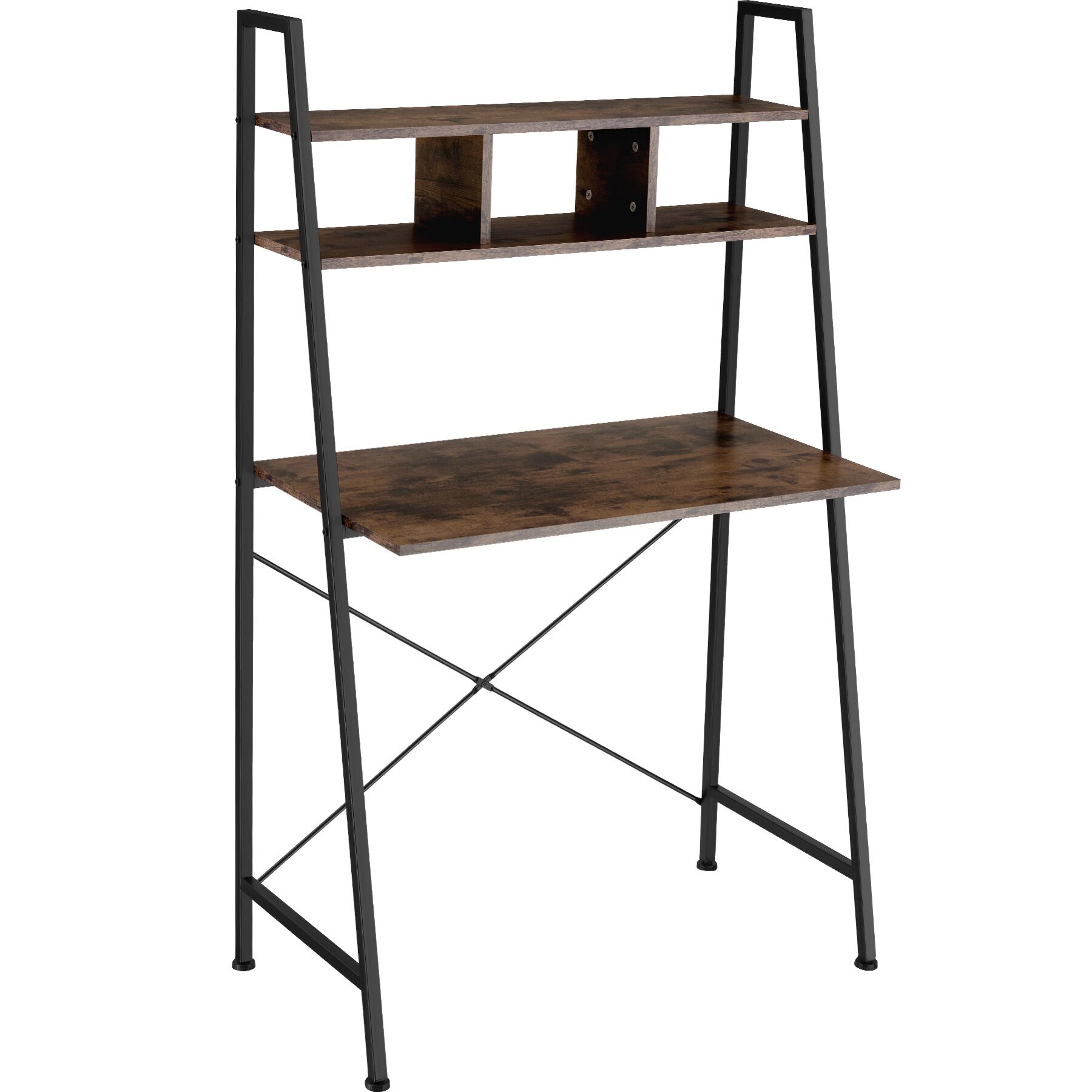 Mesa de escritório Exeter 85,5x46,5x140cm - Madeira industrial escura, rústica