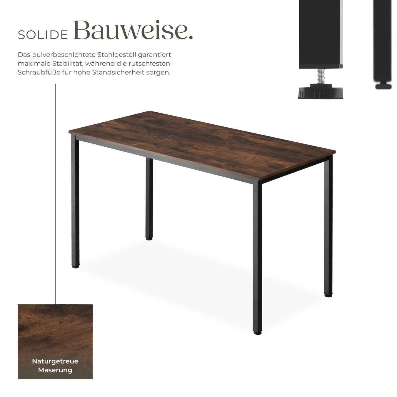 Schreibtisch Bürotisch Esstisch Tisch Industrial Design Holz Metall 120 x 60 cm
