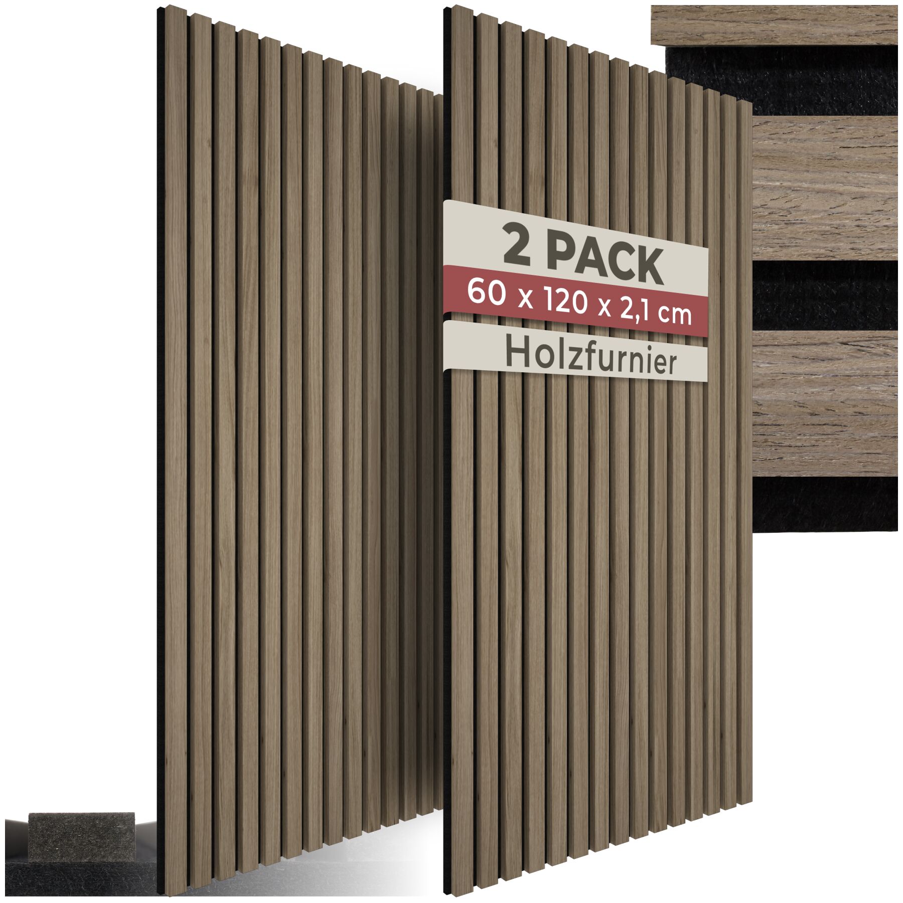 Akustikpaneele Sonic Wall Holzoptik - Eiche dunkel, 2er Set