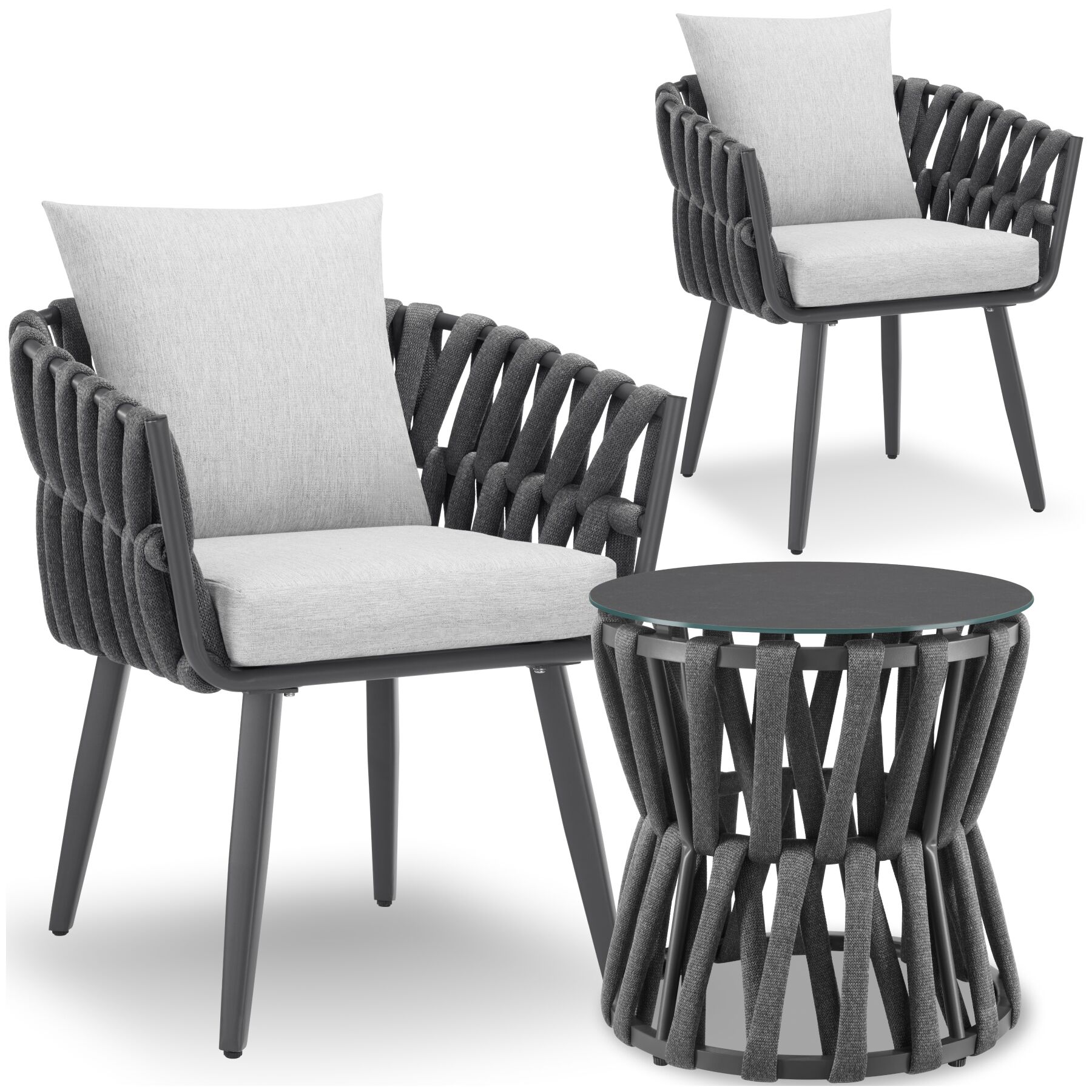 Set Lugano in touwdesign, aluminium frame, schroefpoten - antraciet/grijs | tectake