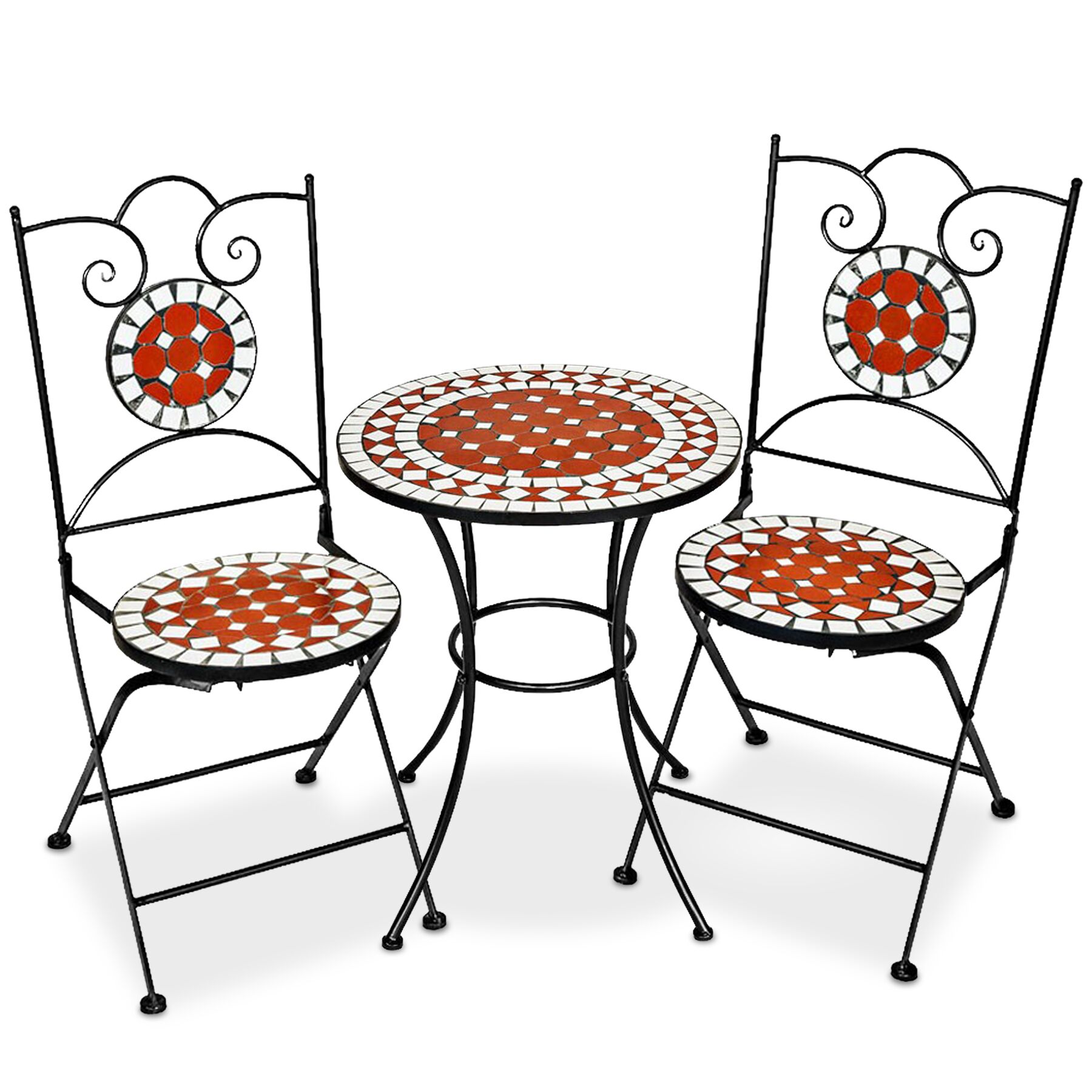 Mozaïek tuinset met 2 stoelen en tafel - bruin | tectake