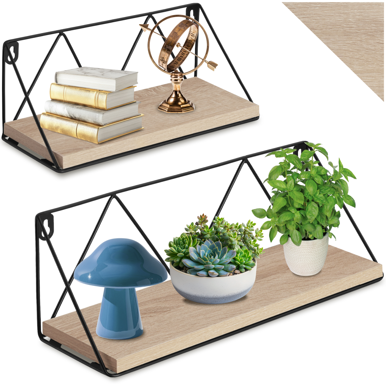 2 wandplanken Rockport - Industrieel licht hout, eiken Sonoma