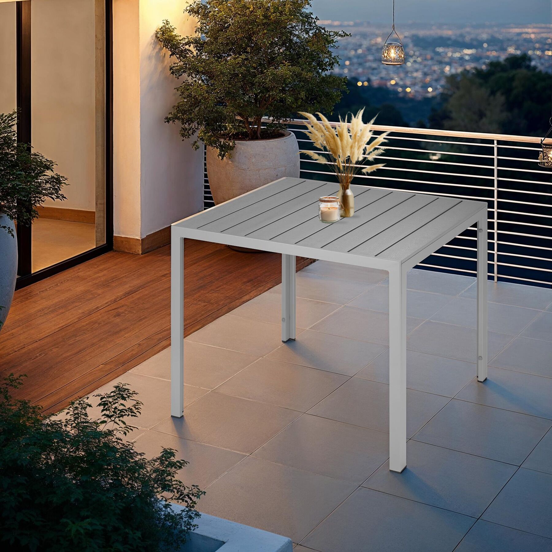 Garden Furniture Table Outdoor Patio Dining Coffee Balcony Square Aluminium - Picture 22 of 25