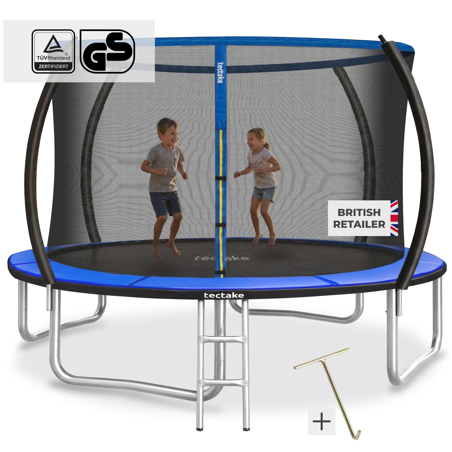 Trampoline Jumpy with Safety Net, Padded Edges and Ladder - 305 cm | tectake