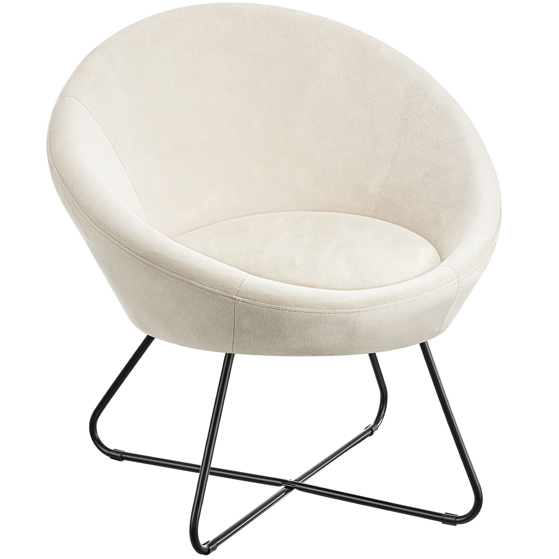 Cadeirão de coquetel Centera, estofado e redondo - Veludo bege