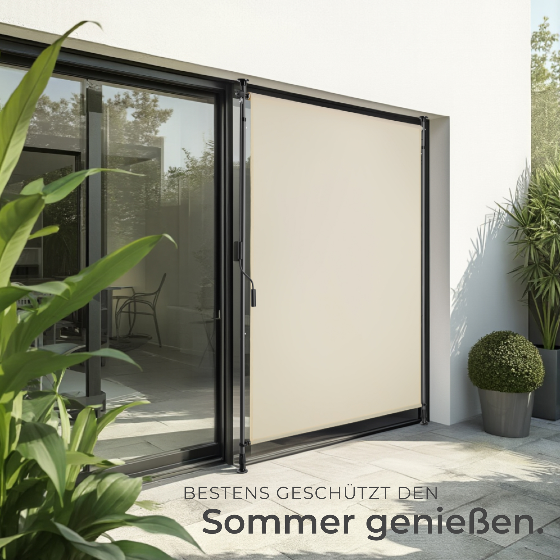 Balkonmarkise Terrassenüberdachung Sichtschutz Handkurbel Sonnenschutz UV-Schutz