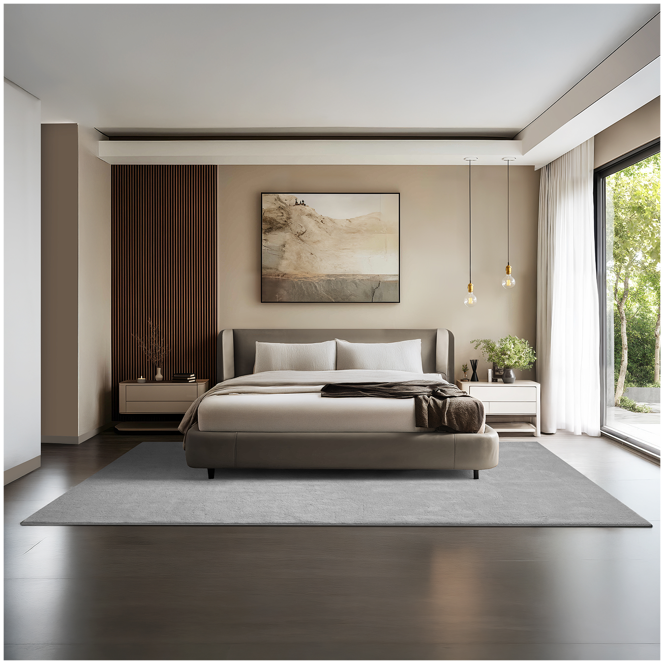 Rug Zonelle - short pile and ultra-soft, rectangular or round - grey, 200 x 290 cm
