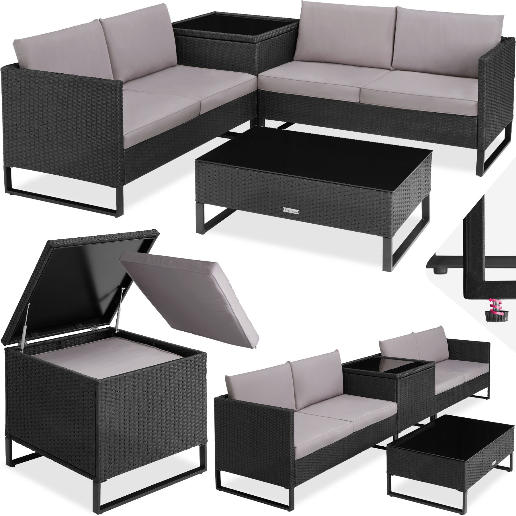 Conjunto de rattan Ostuni - preto