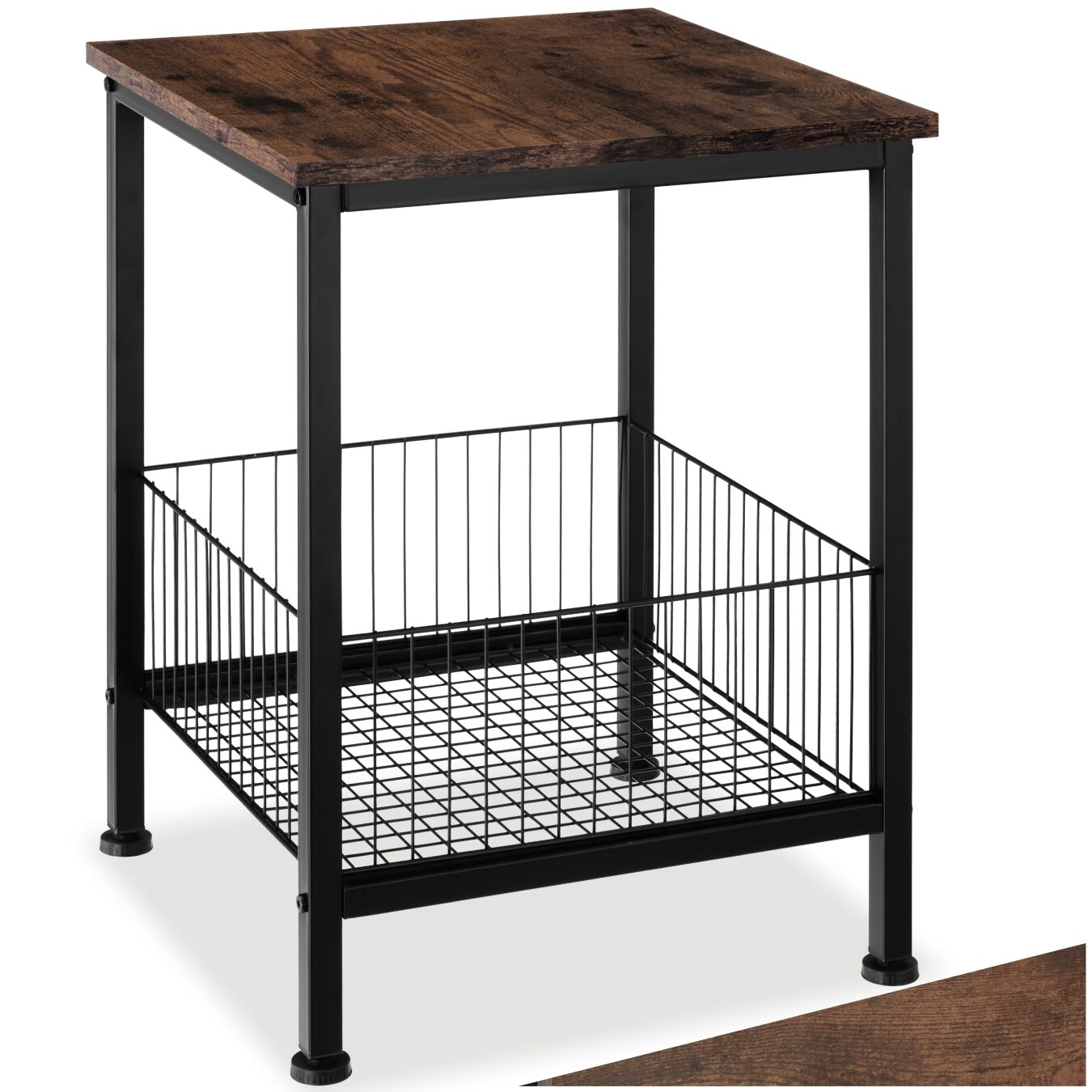 Beistelltisch Grimsby 40x40x55,5cm - Industrial Holz dunkel, rustikal