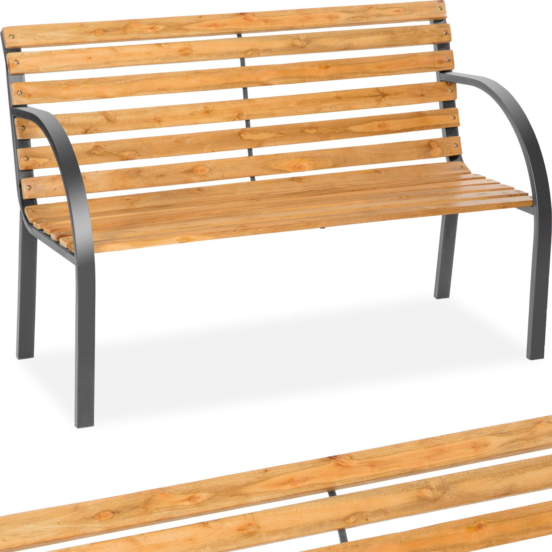 Banco de jardim de madeira MICHAELA 119,5 x 62 x 83 cm - castanho
