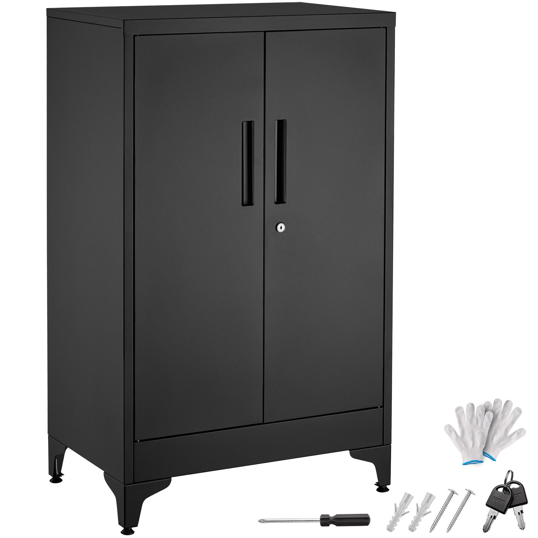 Blake Filing Cabinet, Magnetic Closure, Adjustable Shelves - black | tectake