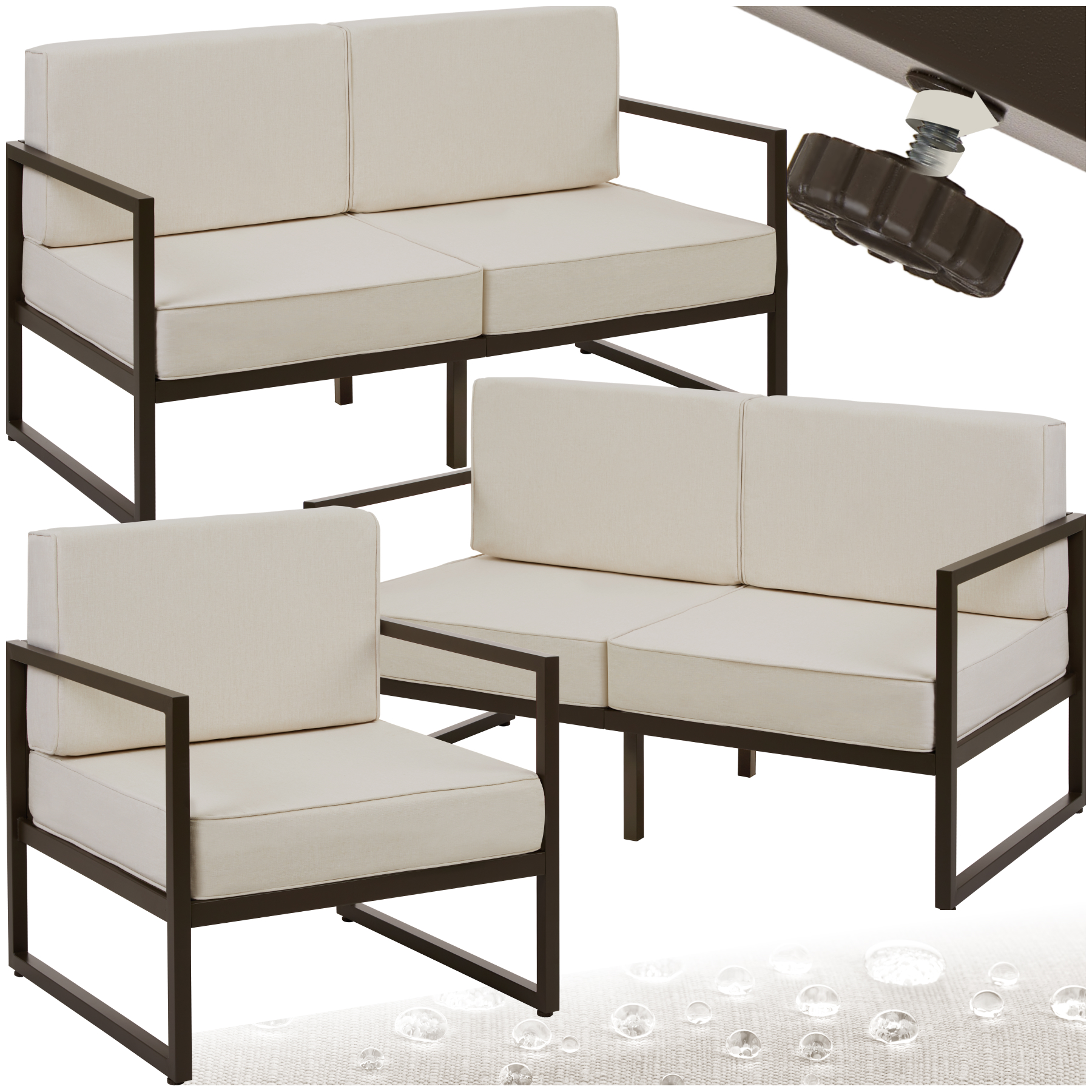Salon de jardin COMOSA pour 5 personnes - marron/beige | tectake