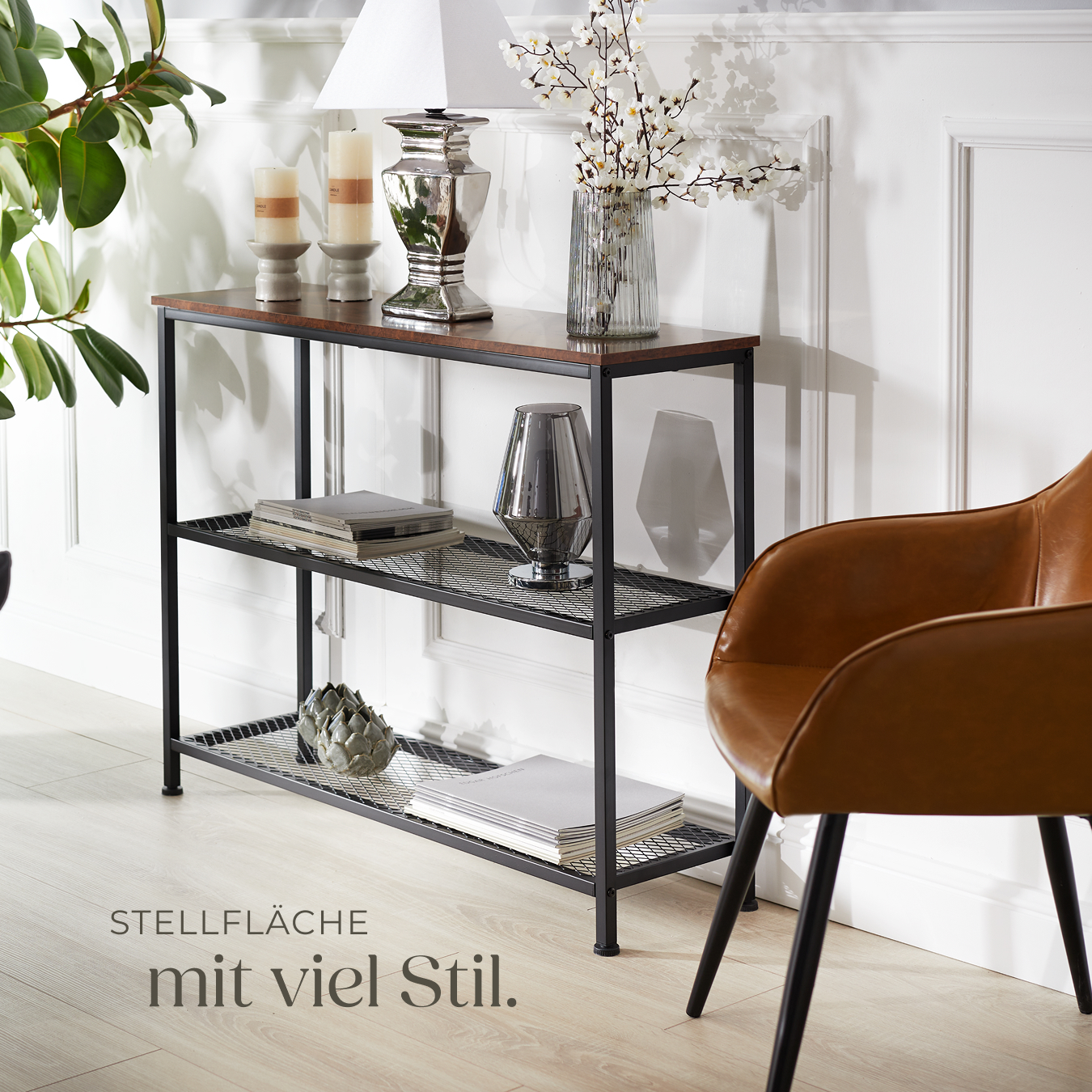 Konsolentisch Beistelltisch Anrichte Flurtisch Sideboard Industrial Look schwarz
