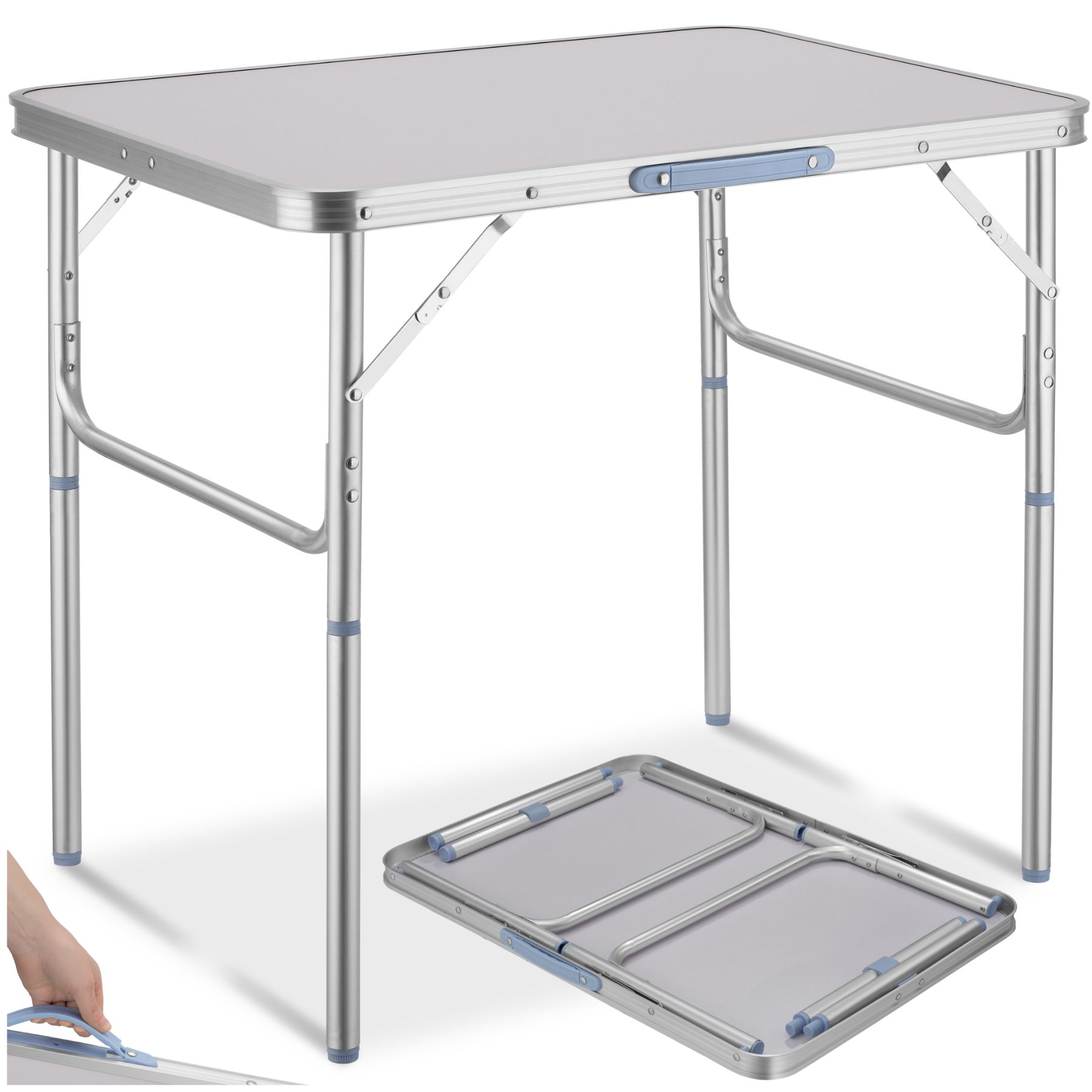 Aluminium campingklaptafel 75 x 55 x 68 cm - grijs | tectake