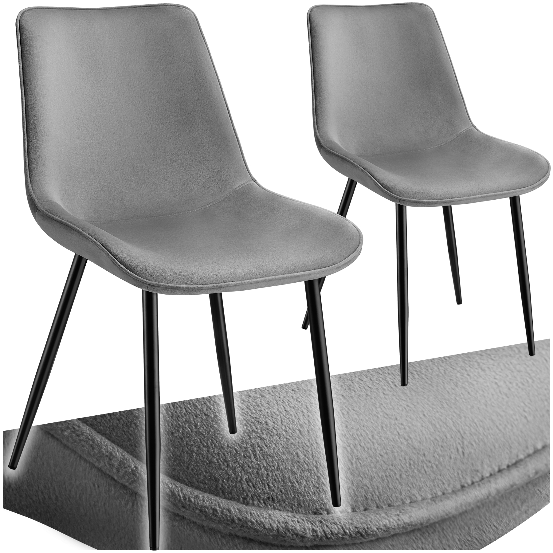 Set Stuhl Monroe Samtoptik - grau, 2er Set