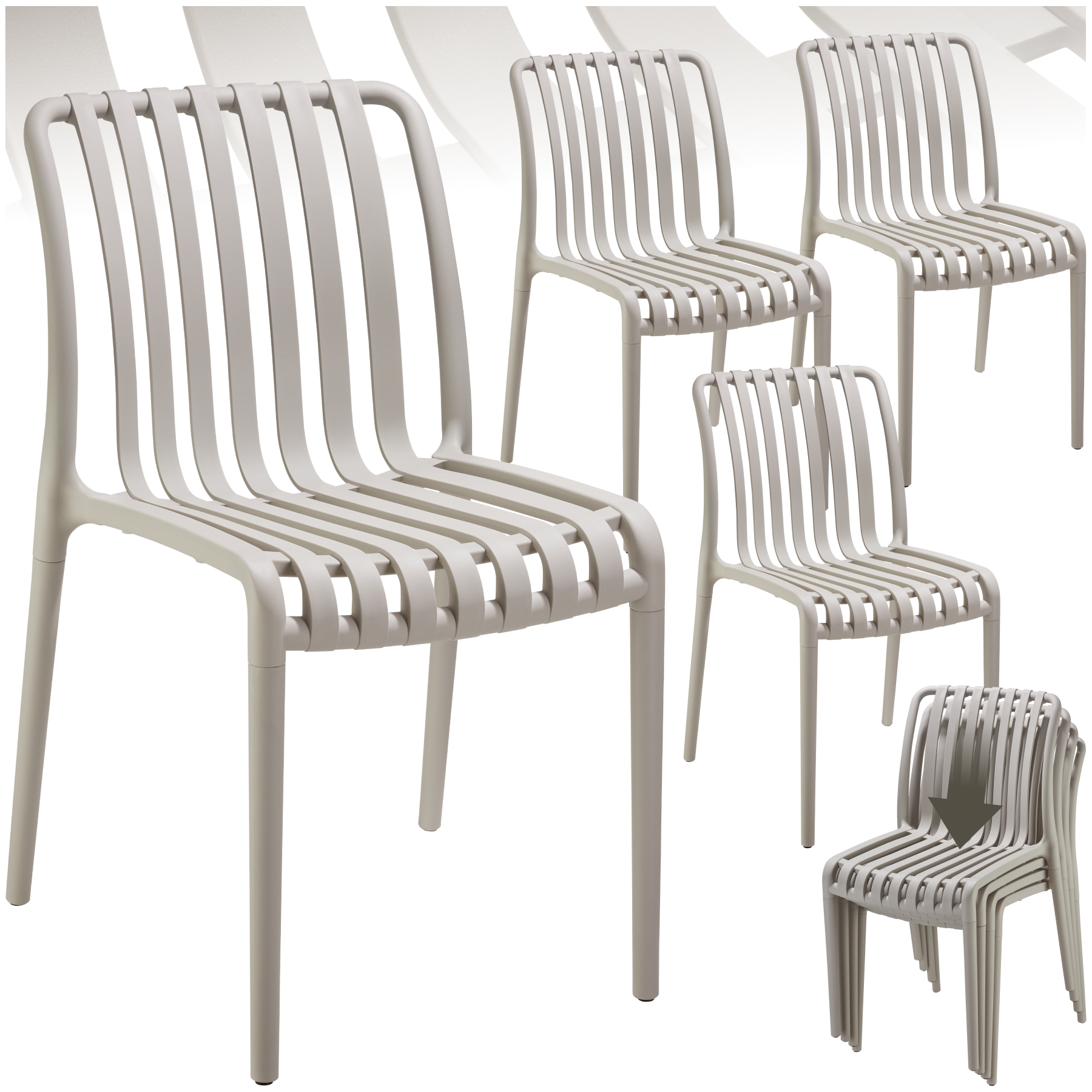 Garden chairs Alcudia - durable, stackable and weather-resistant - taupe, Set of 4 | tectake