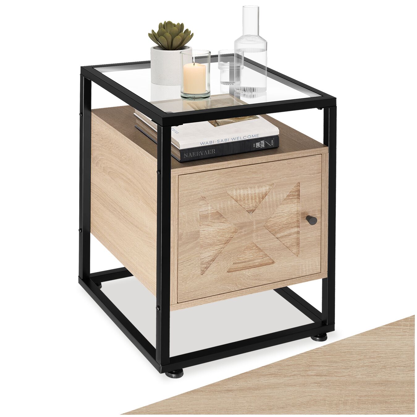 Nachttisch Kidderminster 40x43x60,5cm - Industrial Holz hell, Eiche Sonoma