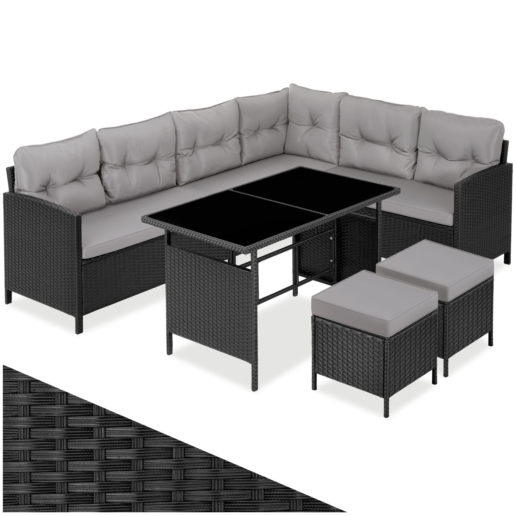 Canapé de jardin BARLETTA modulable - noir/gris | tectake